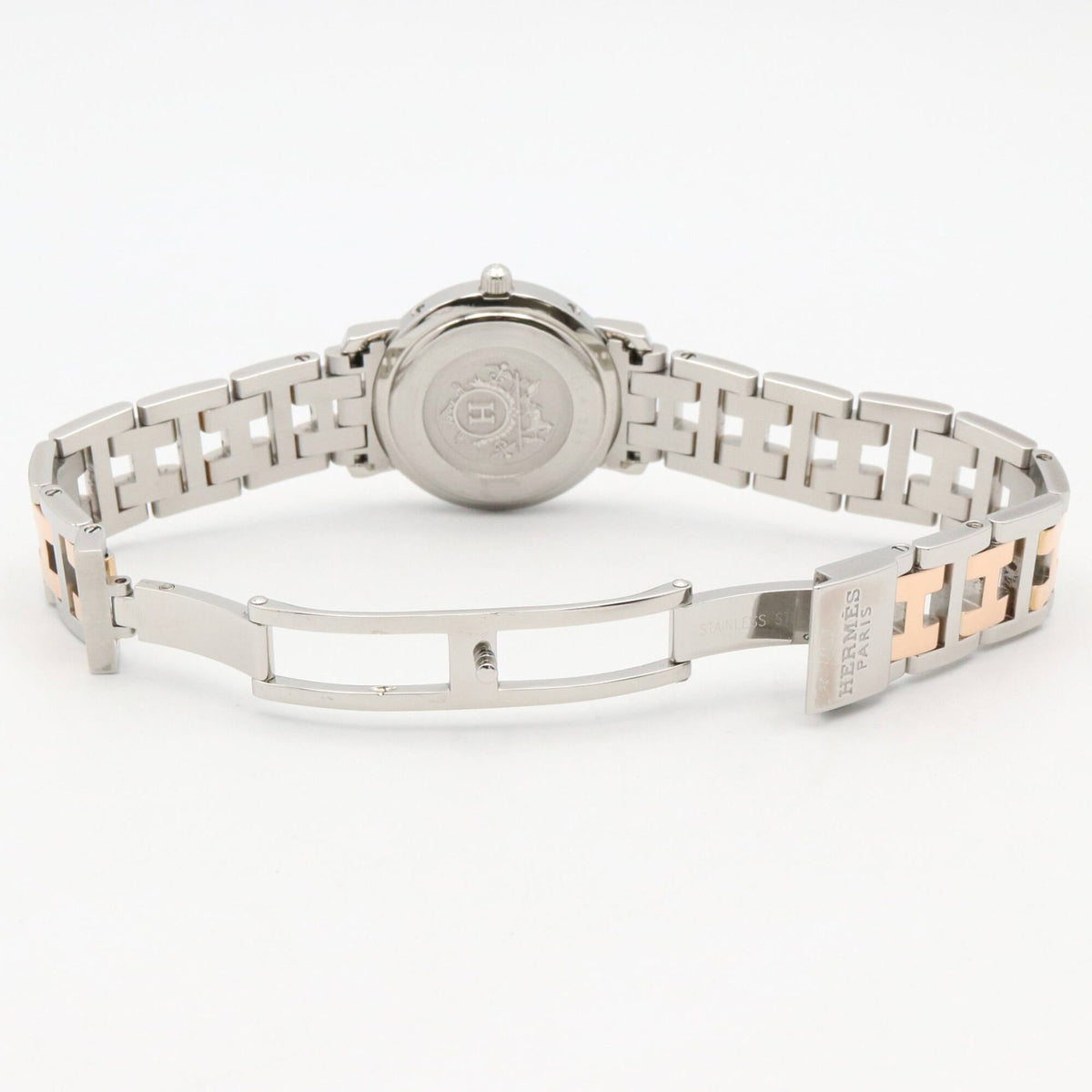 Hermes Clipper Nacre CL4.221 roze schelpwijzerplaat 23 mm horloge