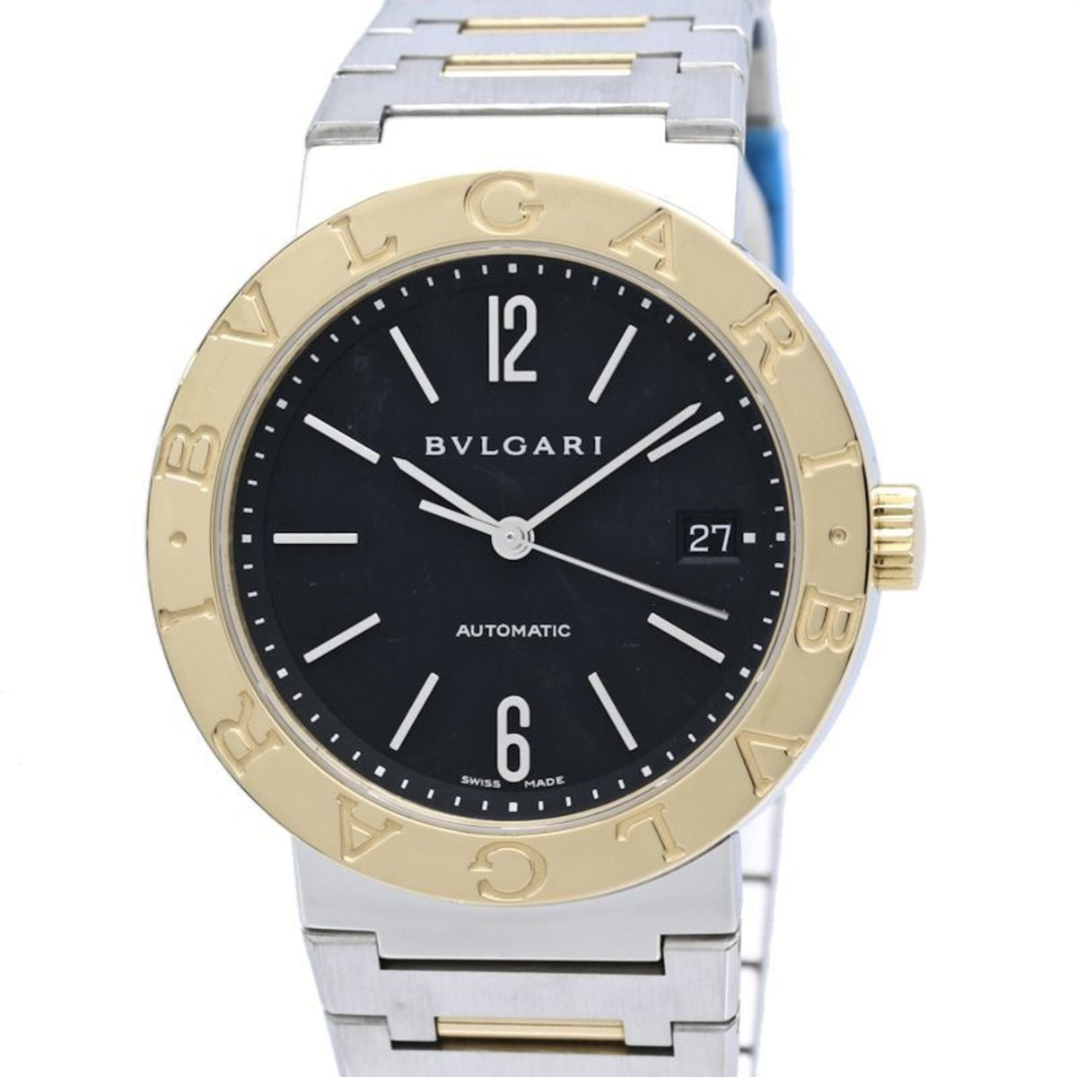 Bvlgari Bulgari Oud model BB38SGDAT BB38SGDAT BB38SGAUTO Horloge met zwarte wijzerplaat, 38 mm