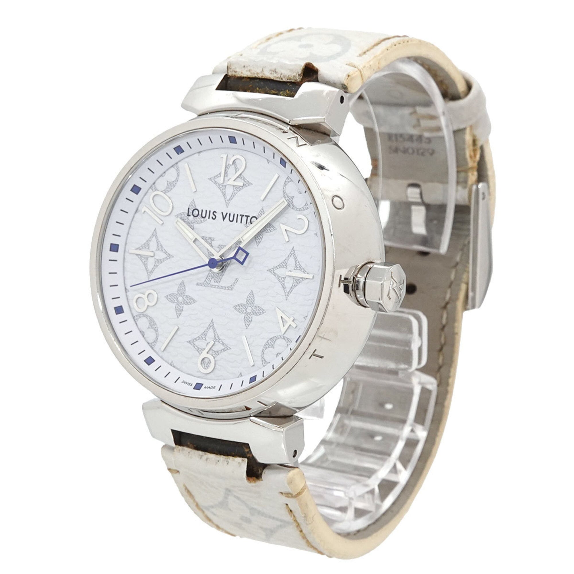 Louis Vuitton Tambour GM Monogram White QA114 Men's Watch Quartz
