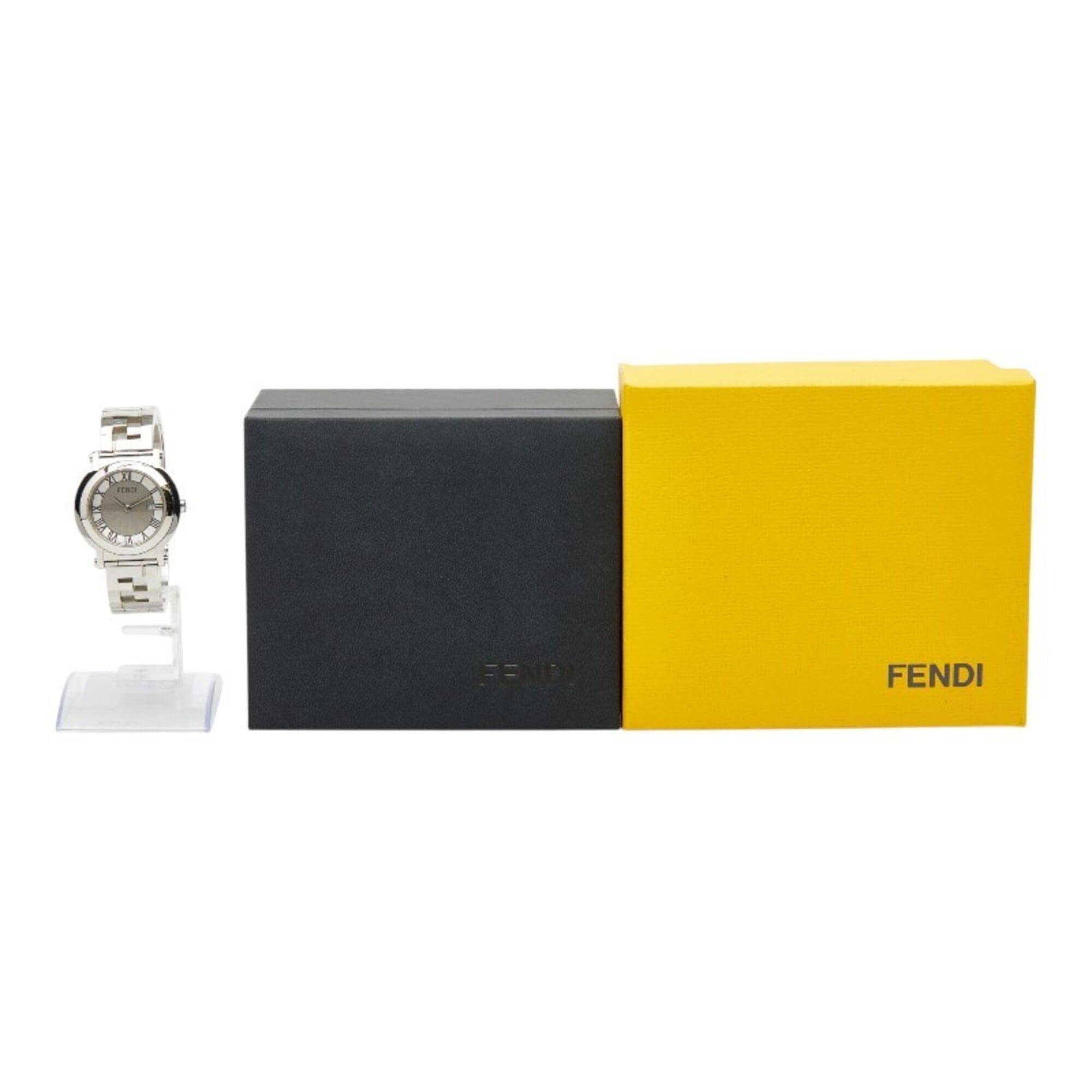 Montre Fendi Orologi « Quadro » à deux aiguilles, modèle 6100LQuartz cadran gris, acier inoxydable, pour femme, FENDI