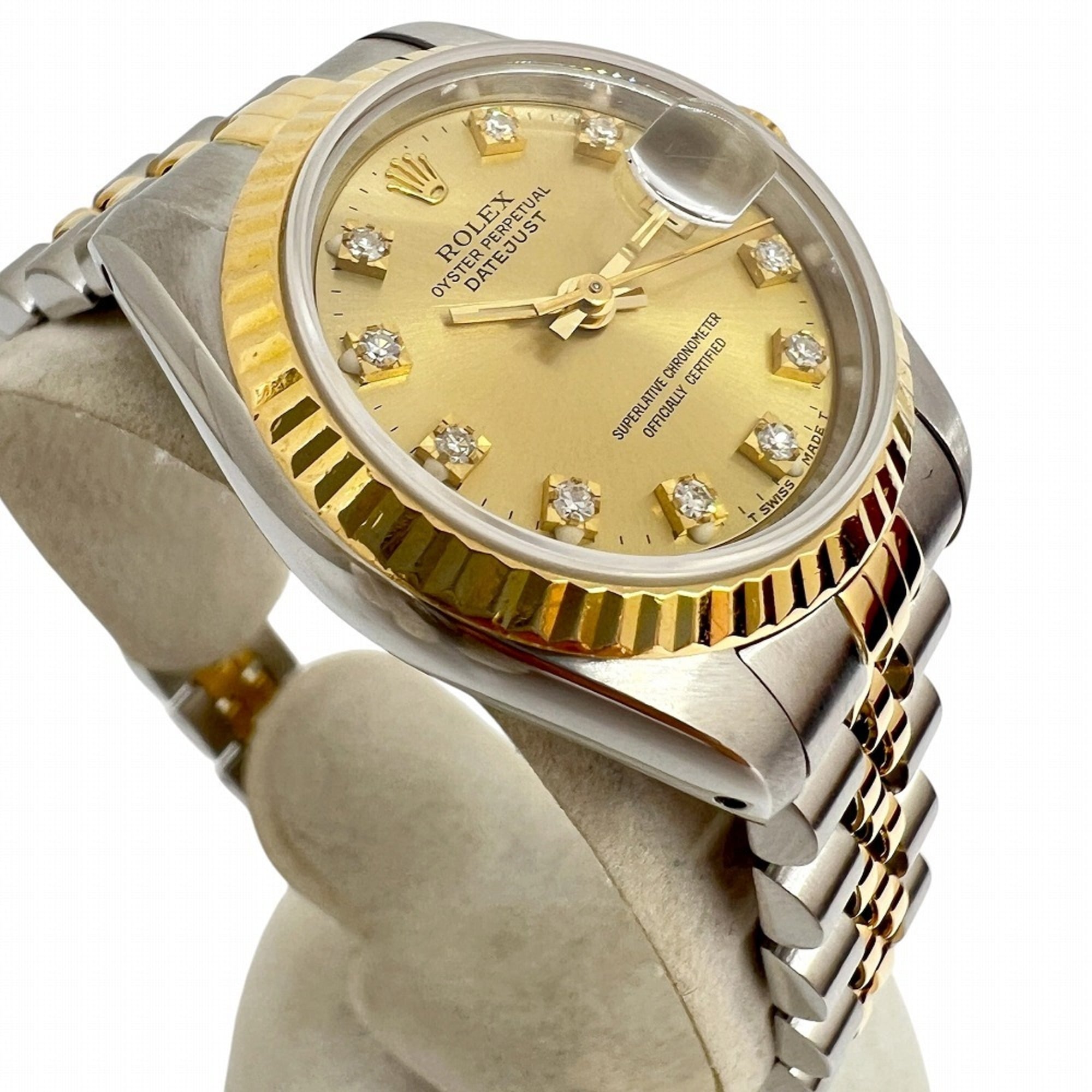 ROLEX Datejust 10P Diamond Stainless Steel 18K Yellow Gold Dial 69173G L-serial Two-tone Automatic Wo