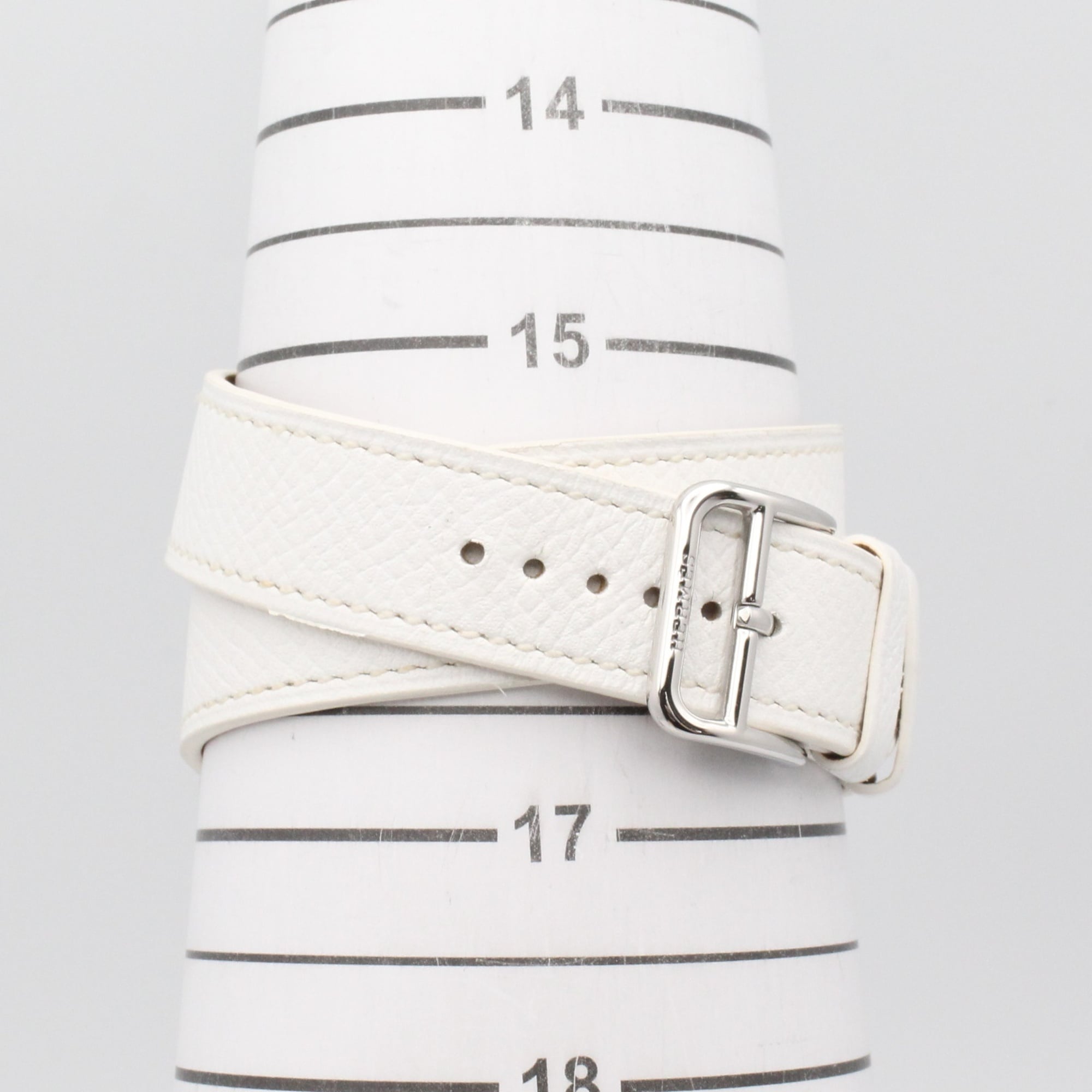 Hermes H- Double Tour Wrist Stainless Steel Leather Strap Wo White (HH1.520)