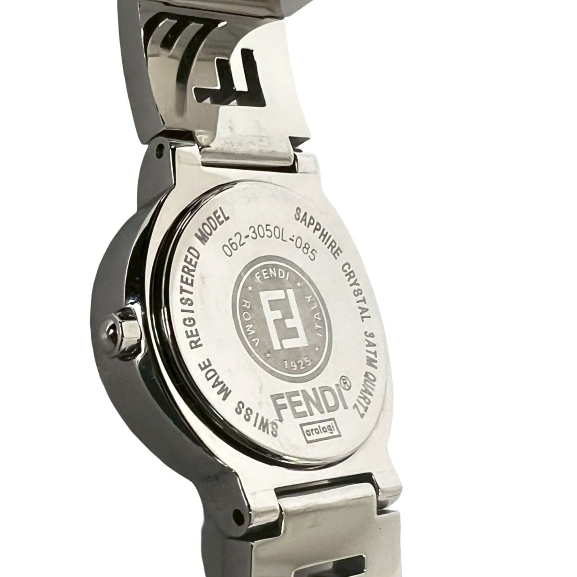 FENDI 3050L Logo Motif Stainless Steel Quartz Silver 31341