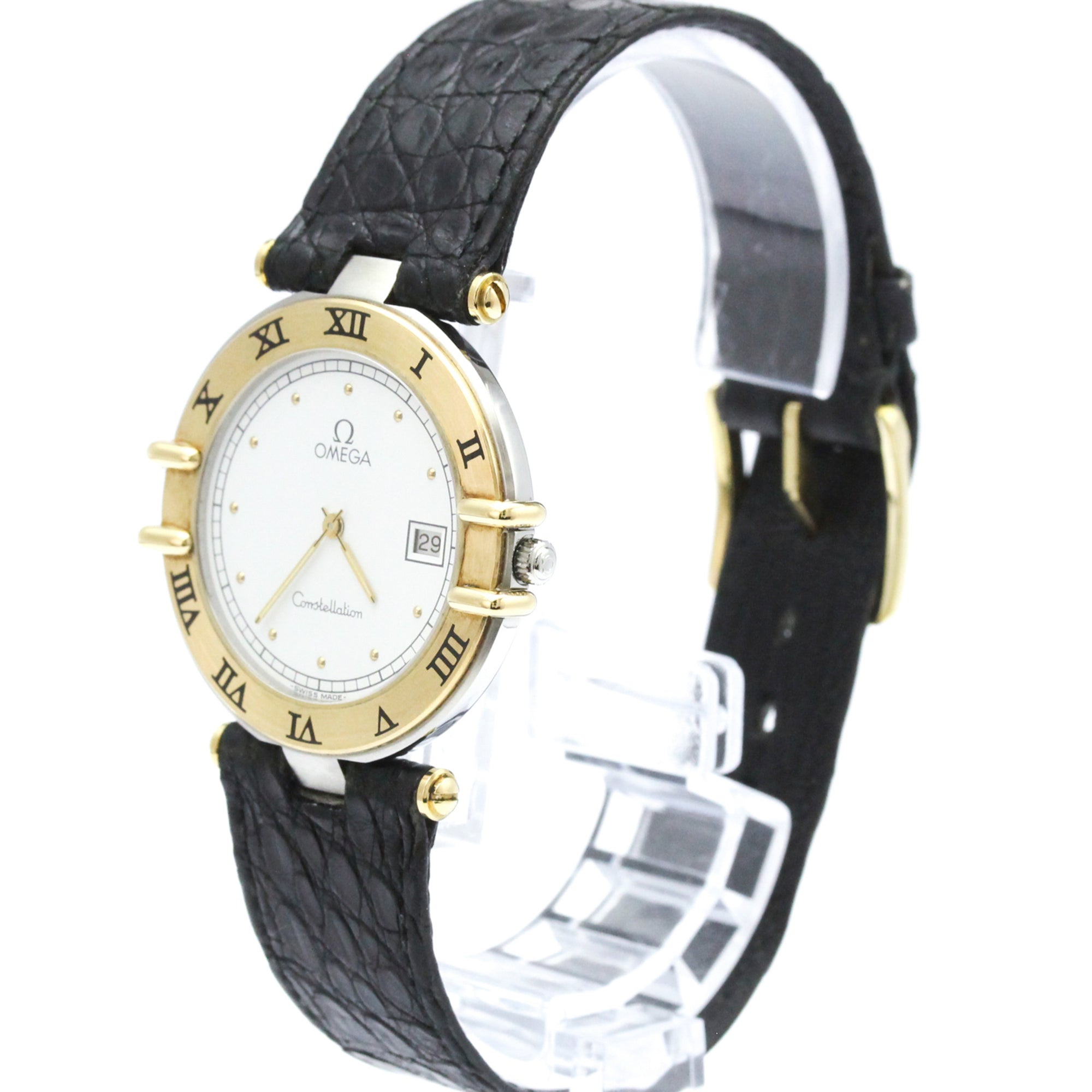 OMEGA Constellation 18K Gold Steel Quartz Mens Watch 396.1080 Polished