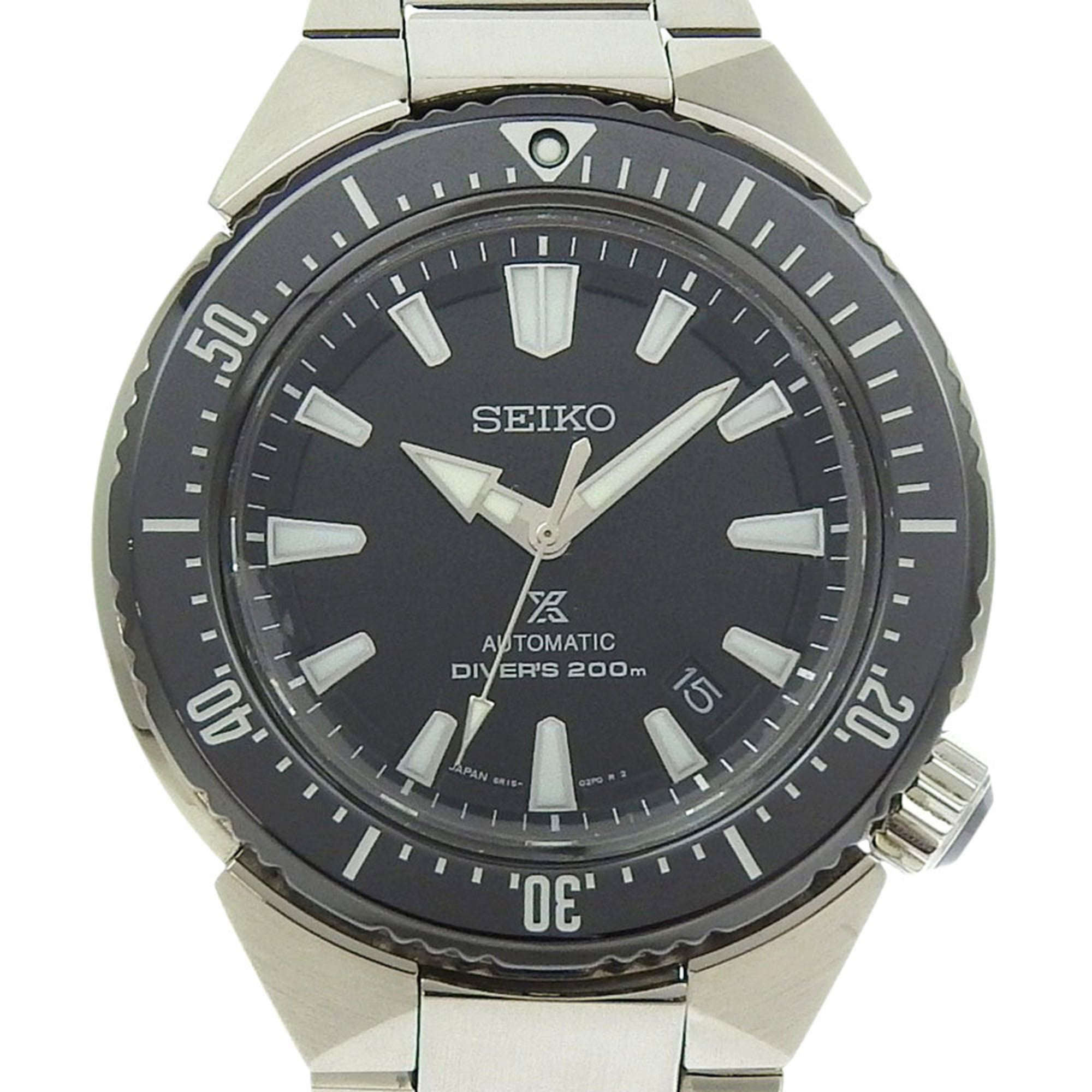 Seiko Prospex Diver's Watch, 200m, Date, 6R15 03G0 SBDC039, Black Dial, Stainless Steel, Automatic, 45mm, Men's