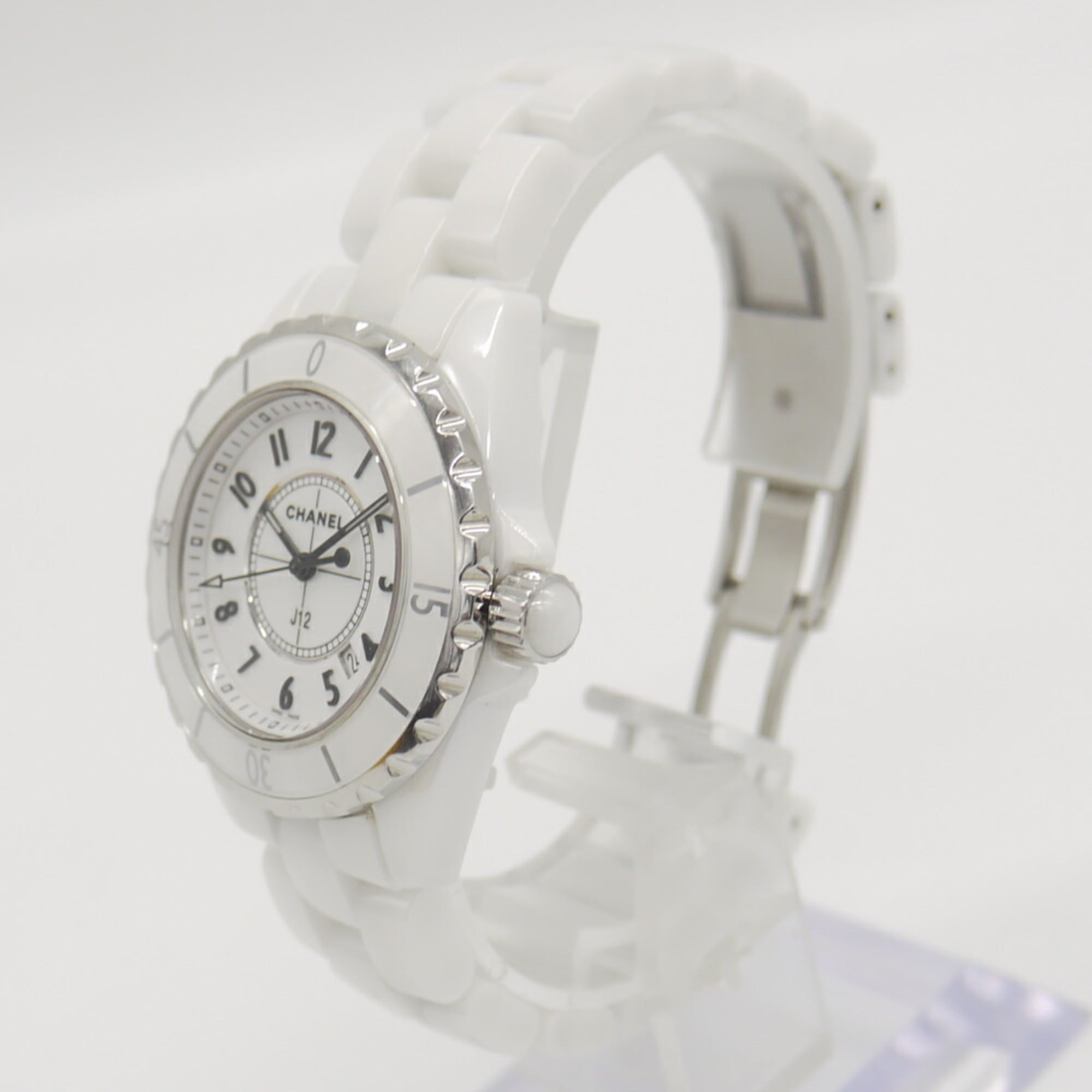 CHANEL J12 White Ceramic Quartz Watch with Dial H0968