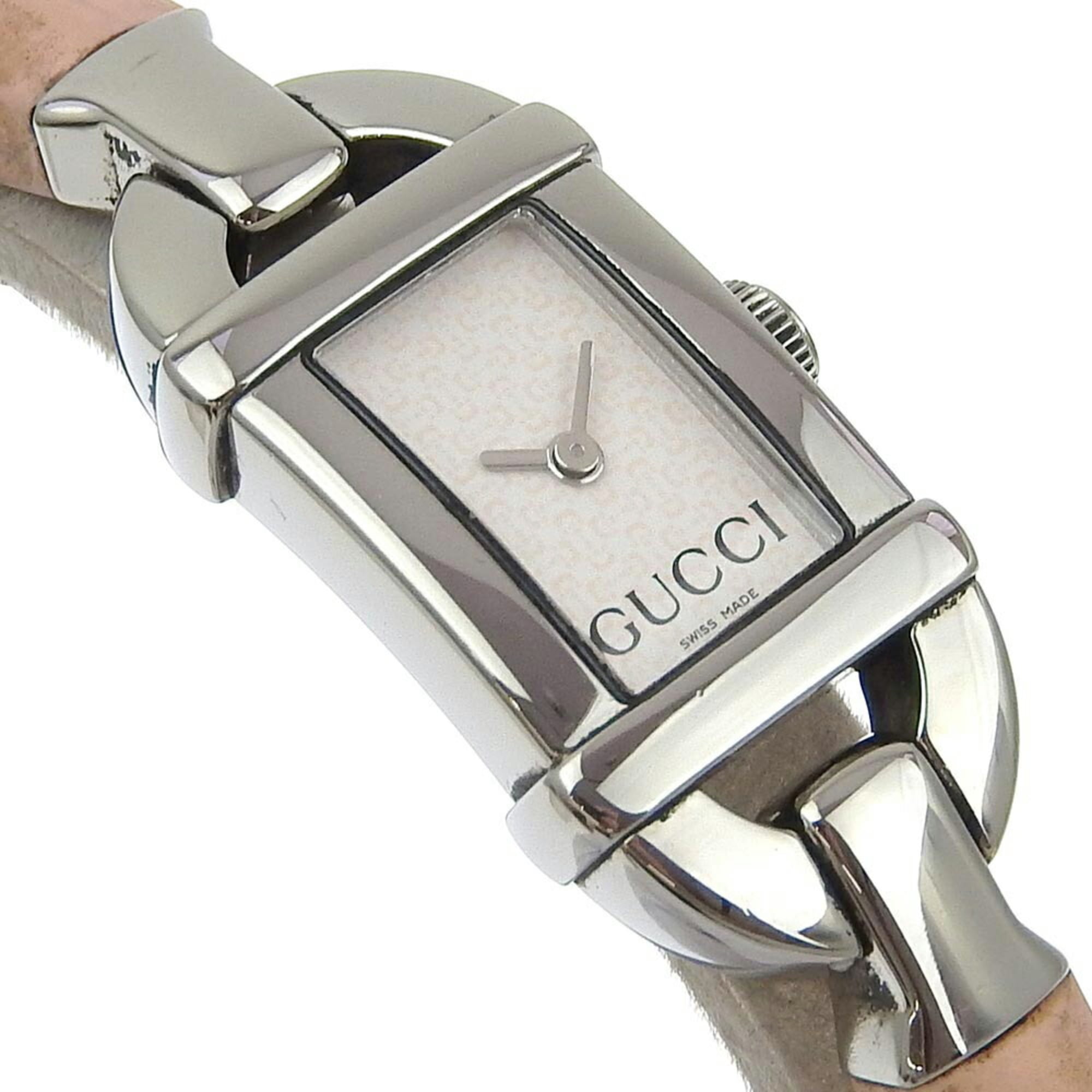 Gucci Bamboo Watch 6800L Stainless Steel x Rubber Pink Quartz Analog D