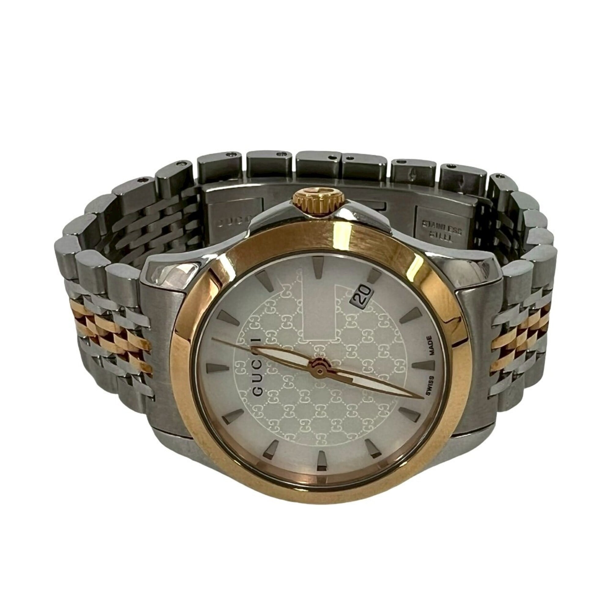 GUCCI GG Logo Stainless Steel Quartz Wrist Silver 32380