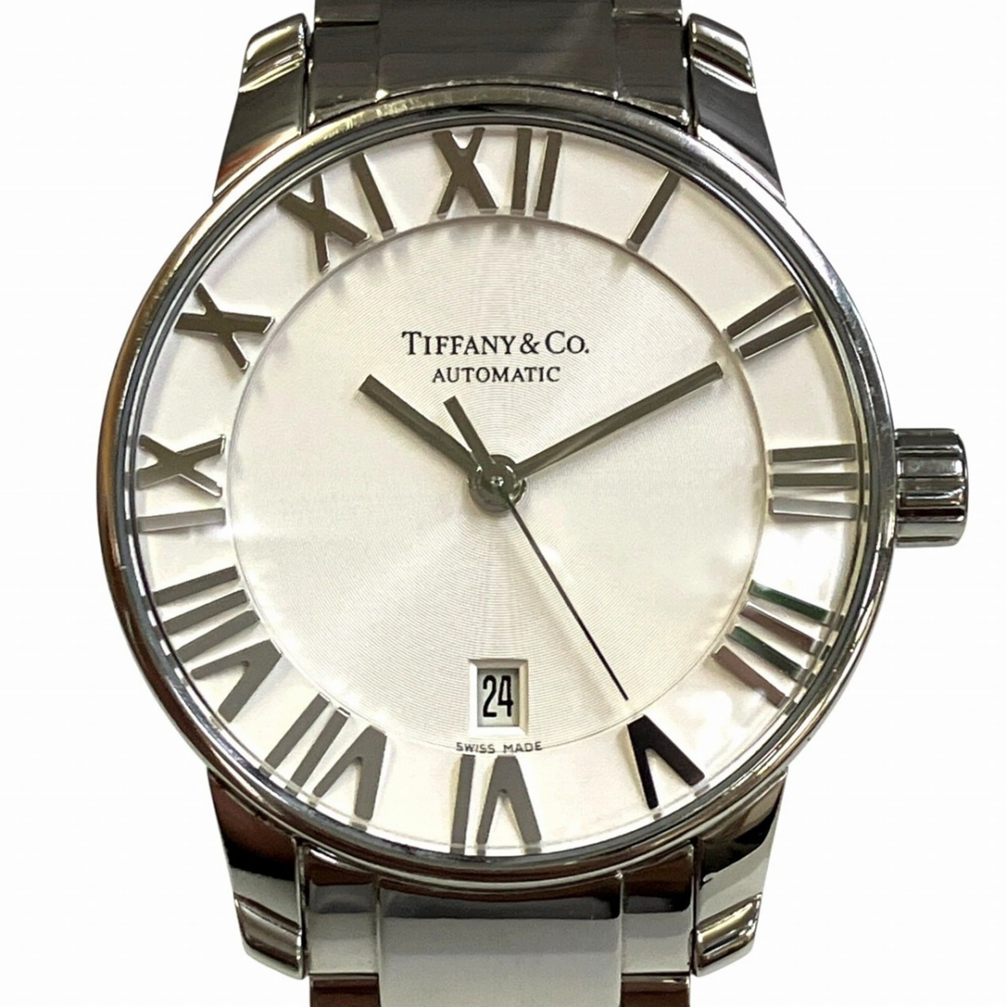 Tiffany & Co. Atlas Dome Watch, Total Weight 65.6g, Stainless Steel, Automatic Movement, White Dial, Z1830-68-10A21A00A