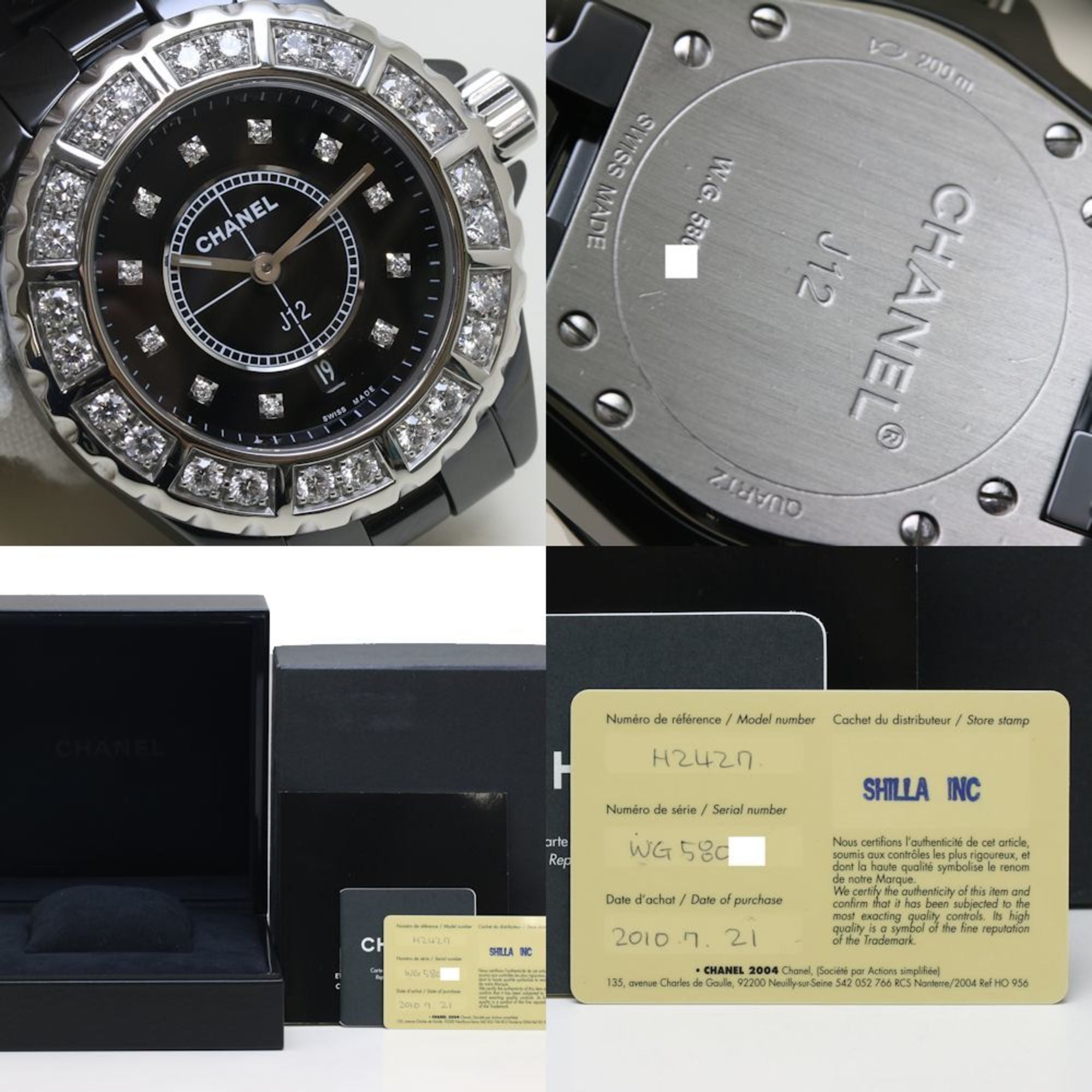 CHANEL J12 Bezel Diamond H2427 Zwart keramiek x roestvrij staal dameshorloge 39763