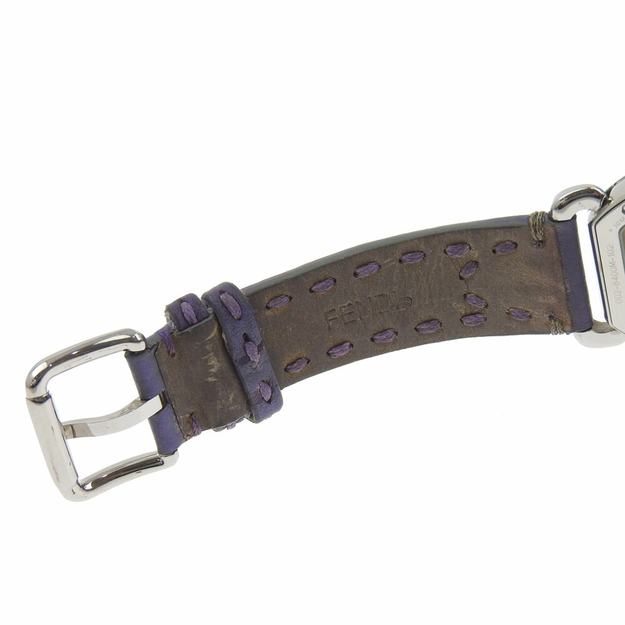 FENDI Celeria Uhr 8400M Edelstahl x geprägtes LederQuarz kleine SekundeWeiß Zifferblatt mit Muscheloptik, für Jungen
