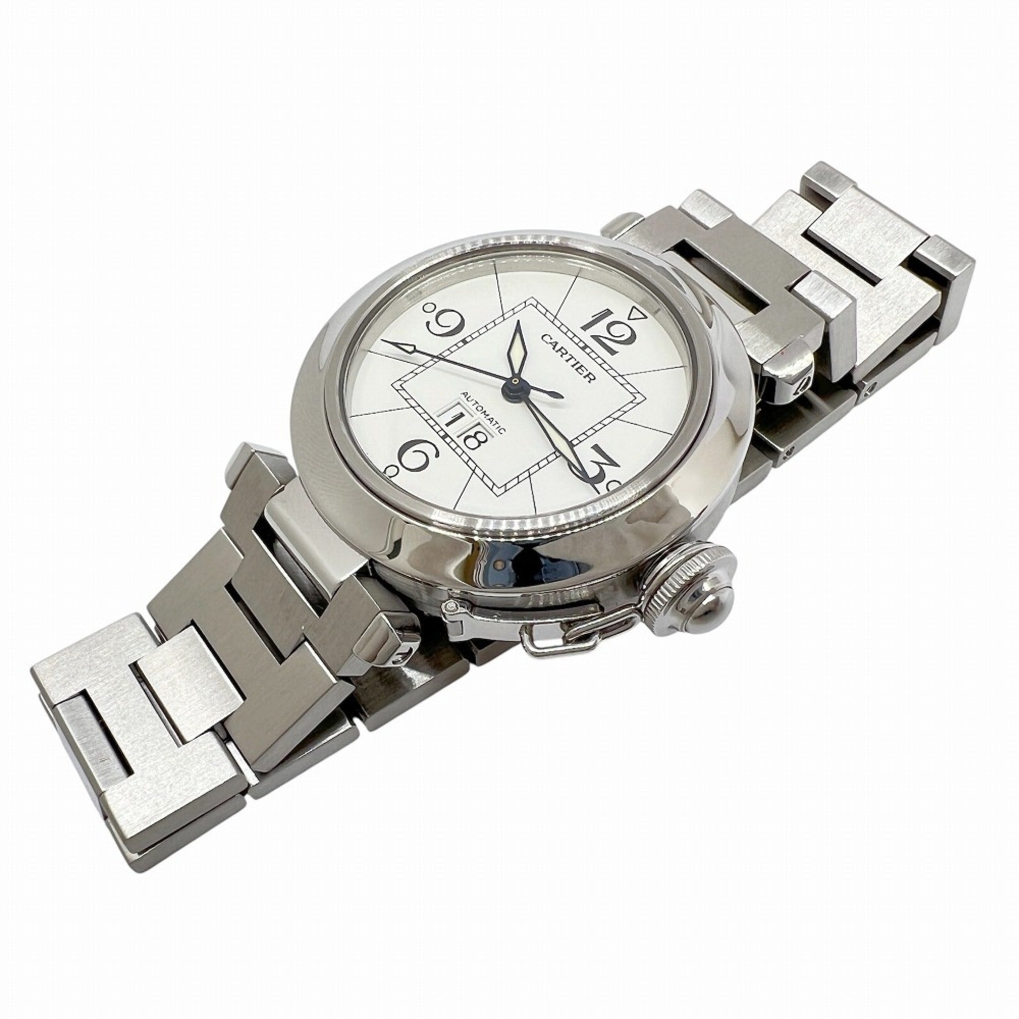 Cartier Pasha C Big Date Stainless Steel White Dial W31055M7 Automatic for Women and Men