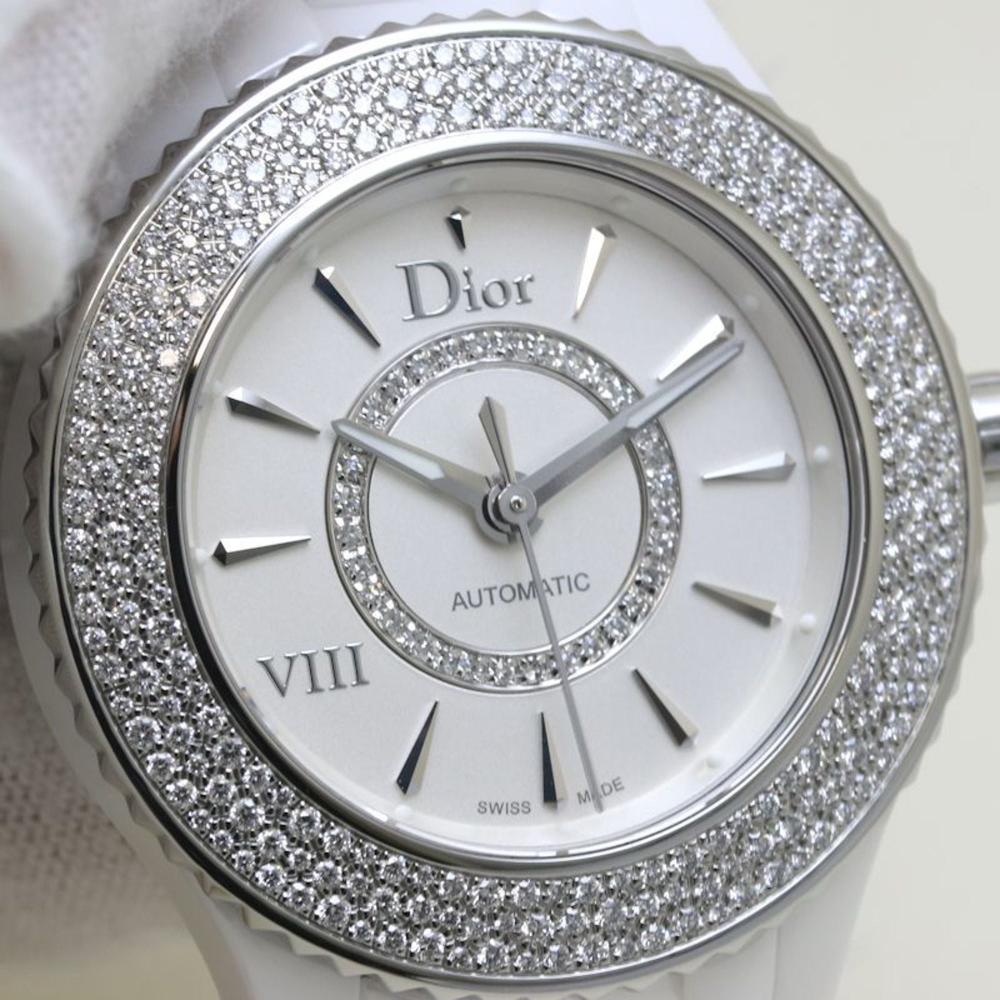 ✨Dior✨ディオール✨CD✨クォーツ✨デイト✨ホワイト文字盤✨コンビ✨腕時計✨ Christian Dior VIII On Huit Diamond CD1235E5C001 White Ceramic xSS Wom