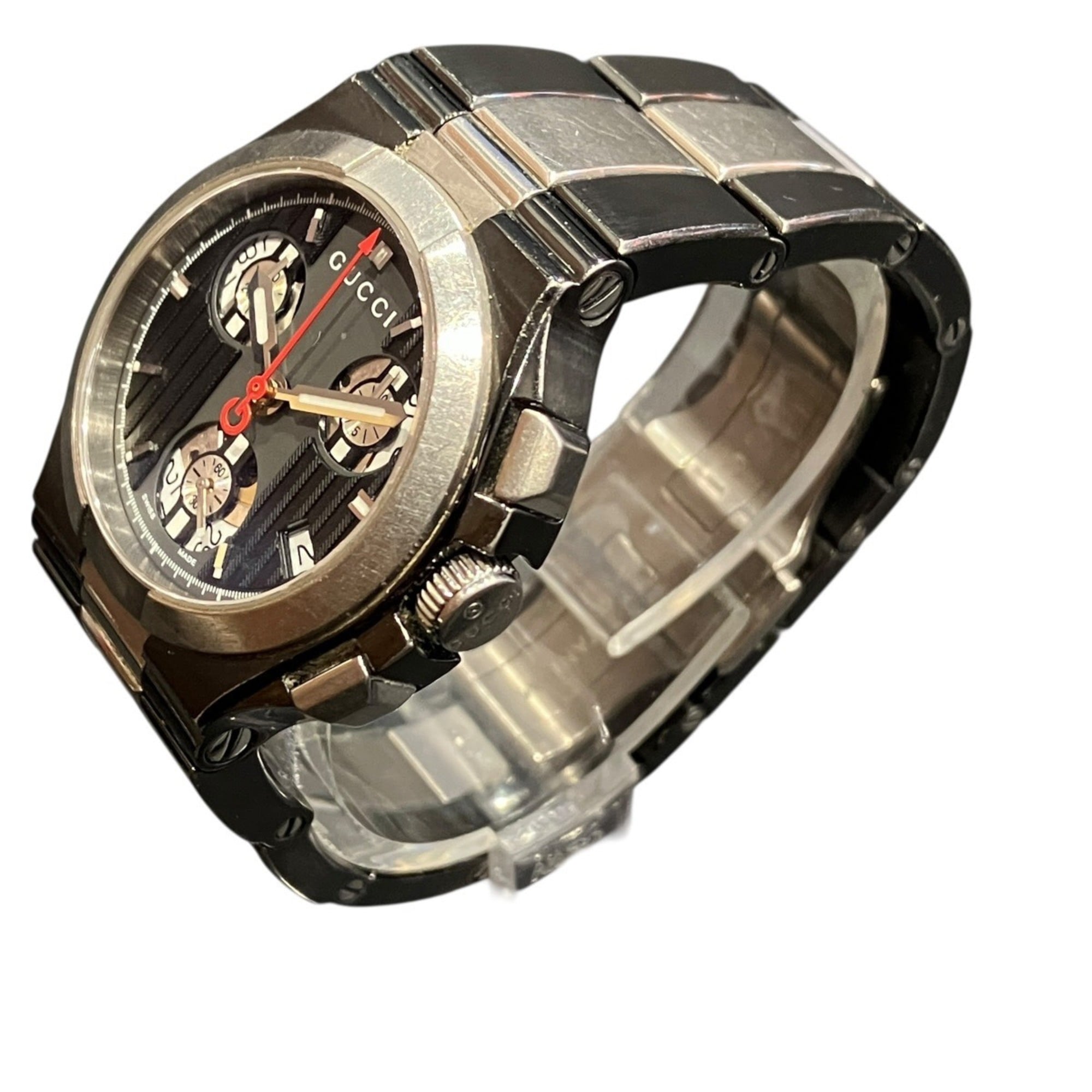 Gucci GUCCI watch, total weight 70g, quartz movement, black dial, 124.4, free shipping.