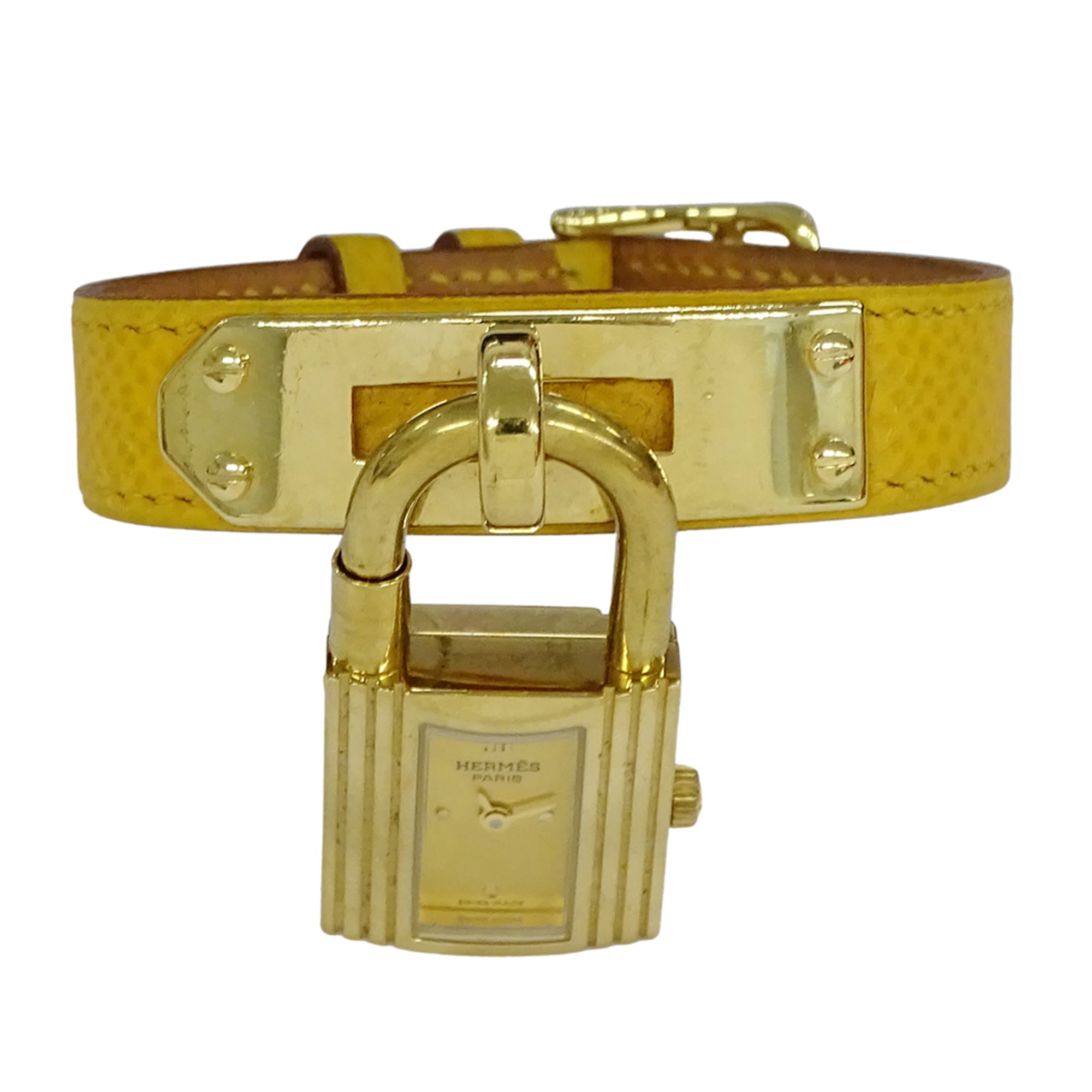 Hermes HERMES Women's Watch Brand Kelly Quartz QZ GP Leather KE1.201 Gold Yellow