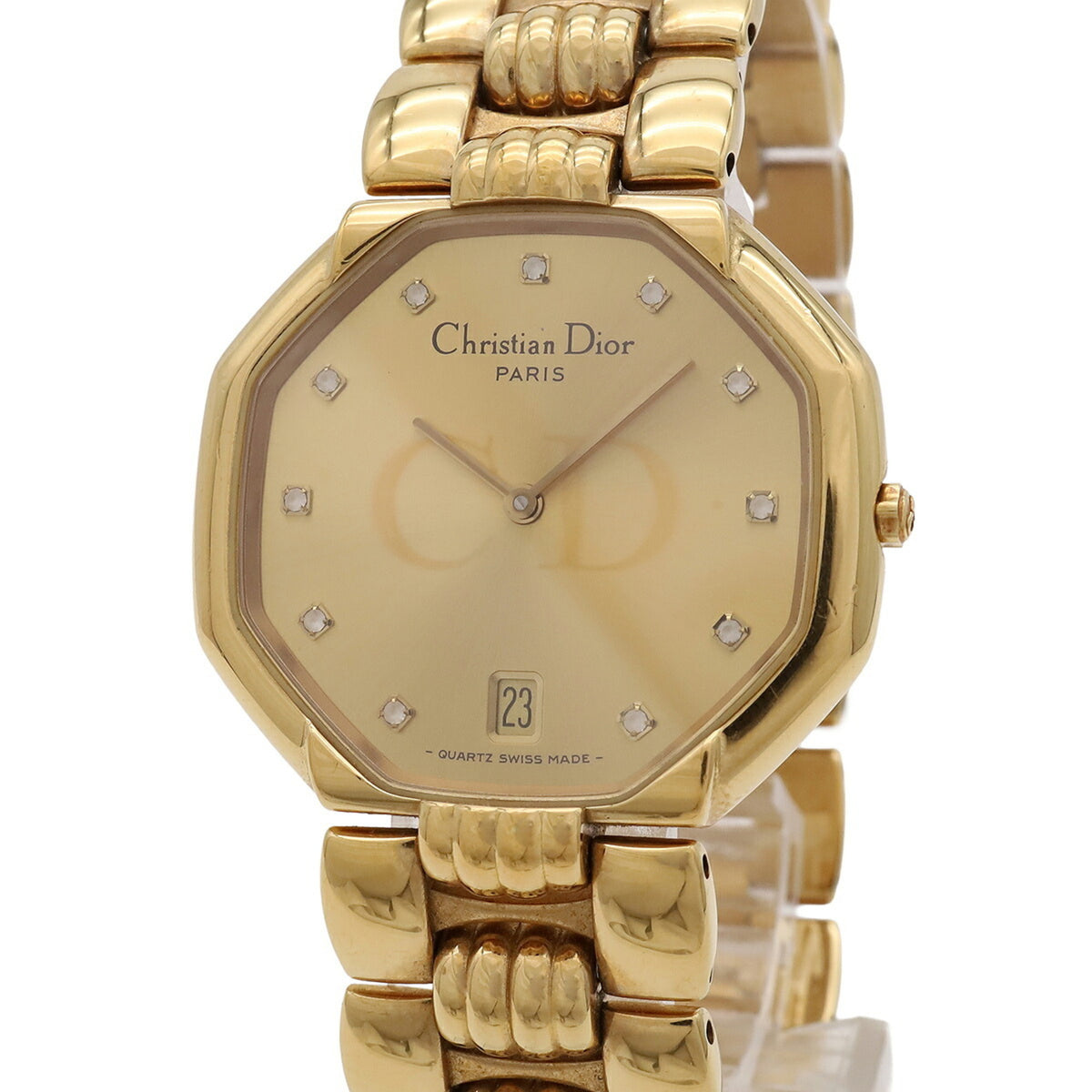 Christian Dior Octagon D45.154 horloge met gouden wijzerplaat, 32 mm