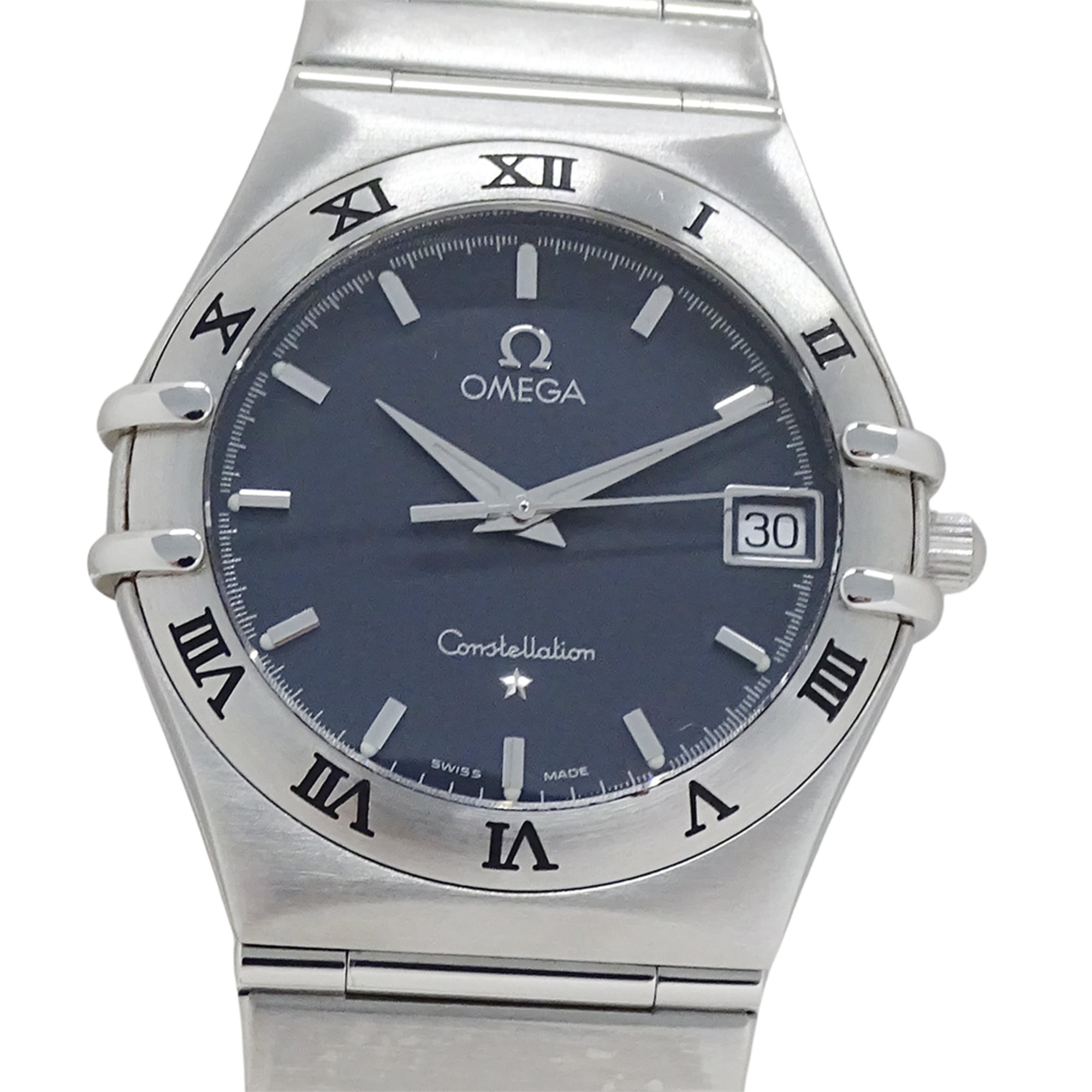 Omega Constellation 1512.40 Men's Watch, Brand Name, Date, Quartz, Stainless Steel (SS), Silver/Navy