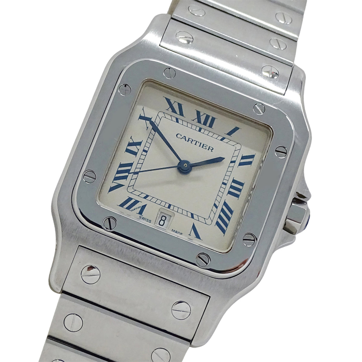 Cartier Santos Galbee LM date W20018D6 Ivory Dial 29mm Watch