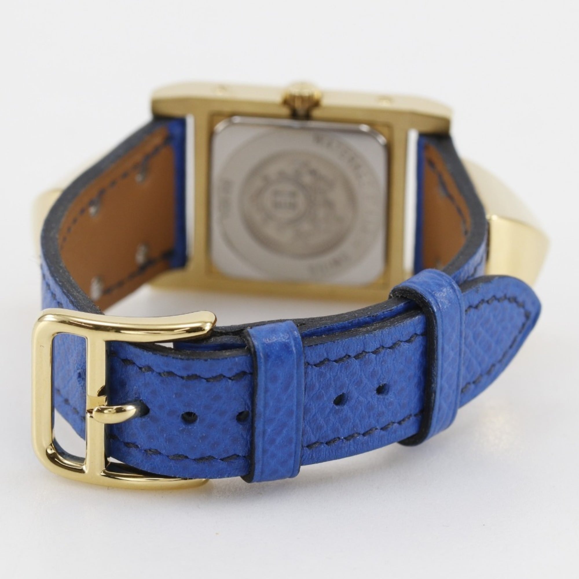 Hermes HERMES Medor-horloge, verguld x leer met reliëf, 1994, kwarts, analoog display, witte wijzerplaat, dames