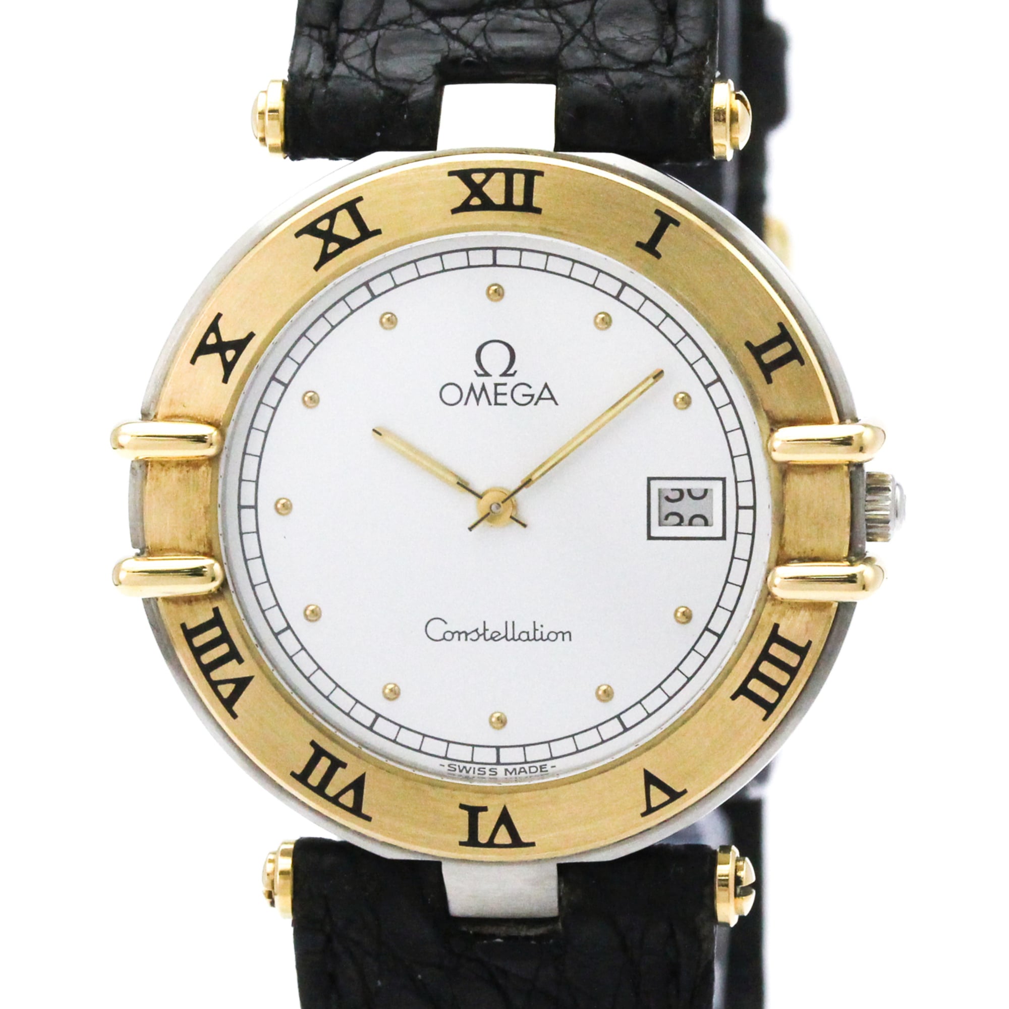 OMEGA Constellation 18K Gold Steel Quartz Mens Watch 396.1080 Polished