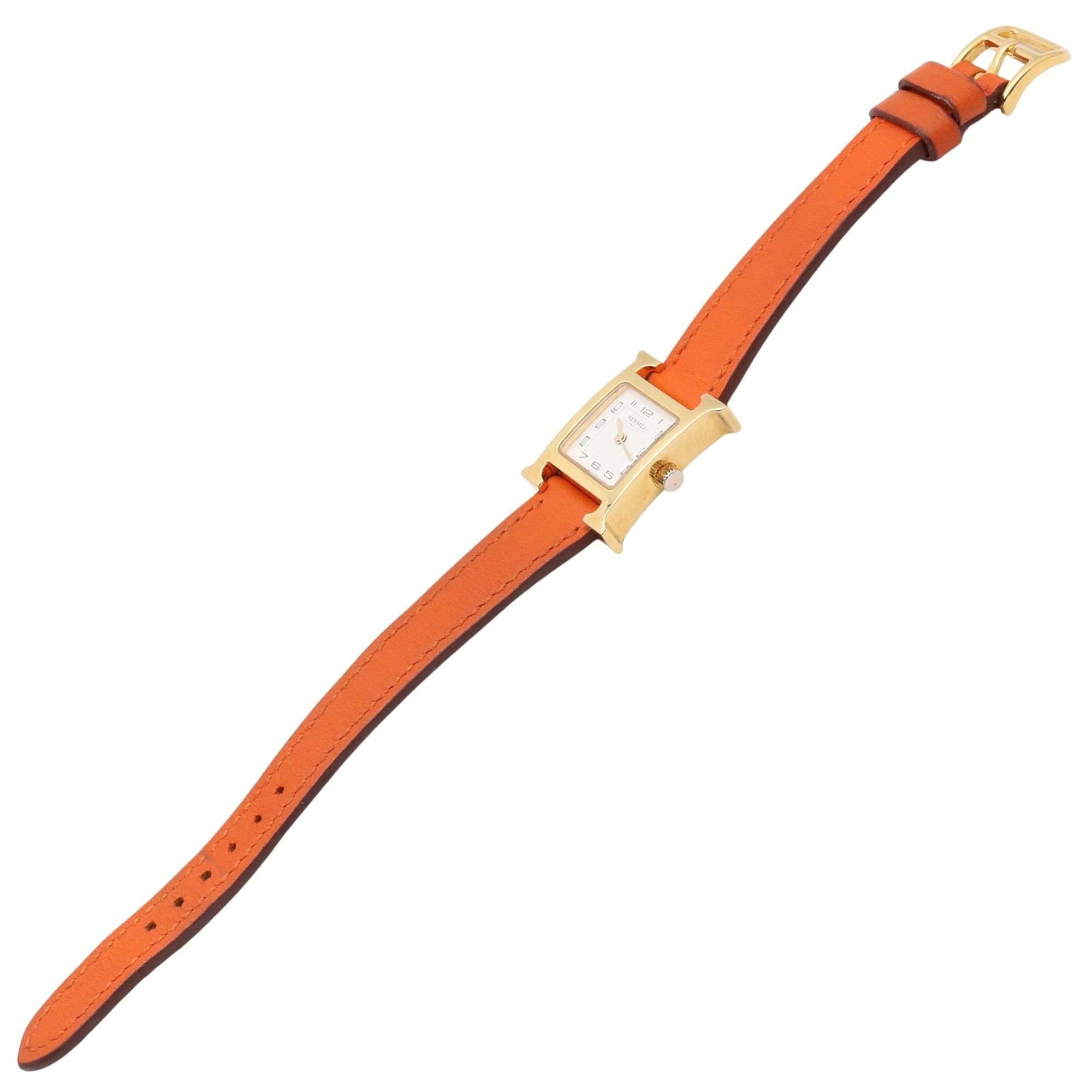 Hermes H-Watch HH1.101 White Dial Gold plated 17mm Watch