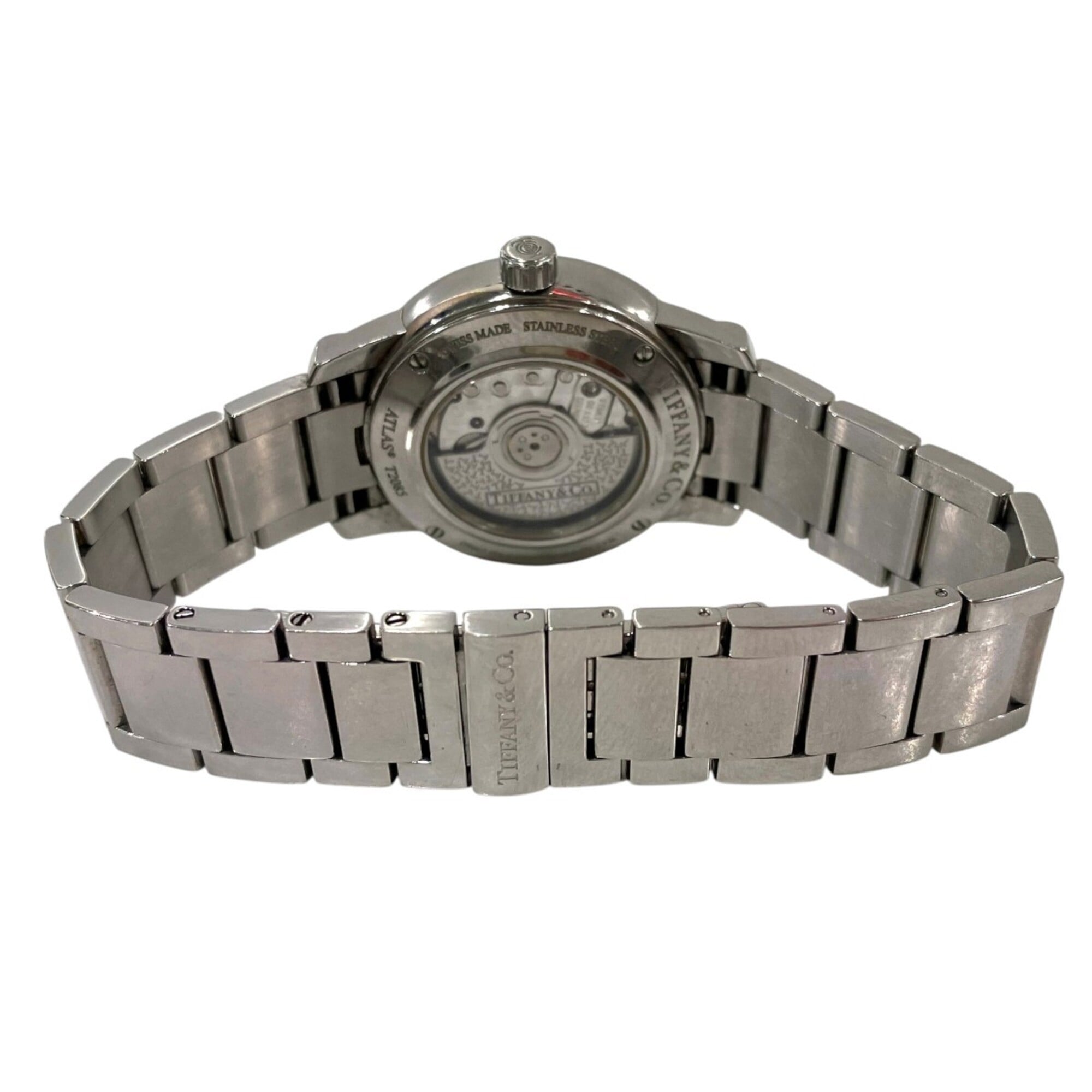 Montre Atlas Dome Tiffany &amp; Co., poids total : 64 g, acier inoxydable, mouvement Automatique, cadran argenté, référence Z1830.68.10A21A00A