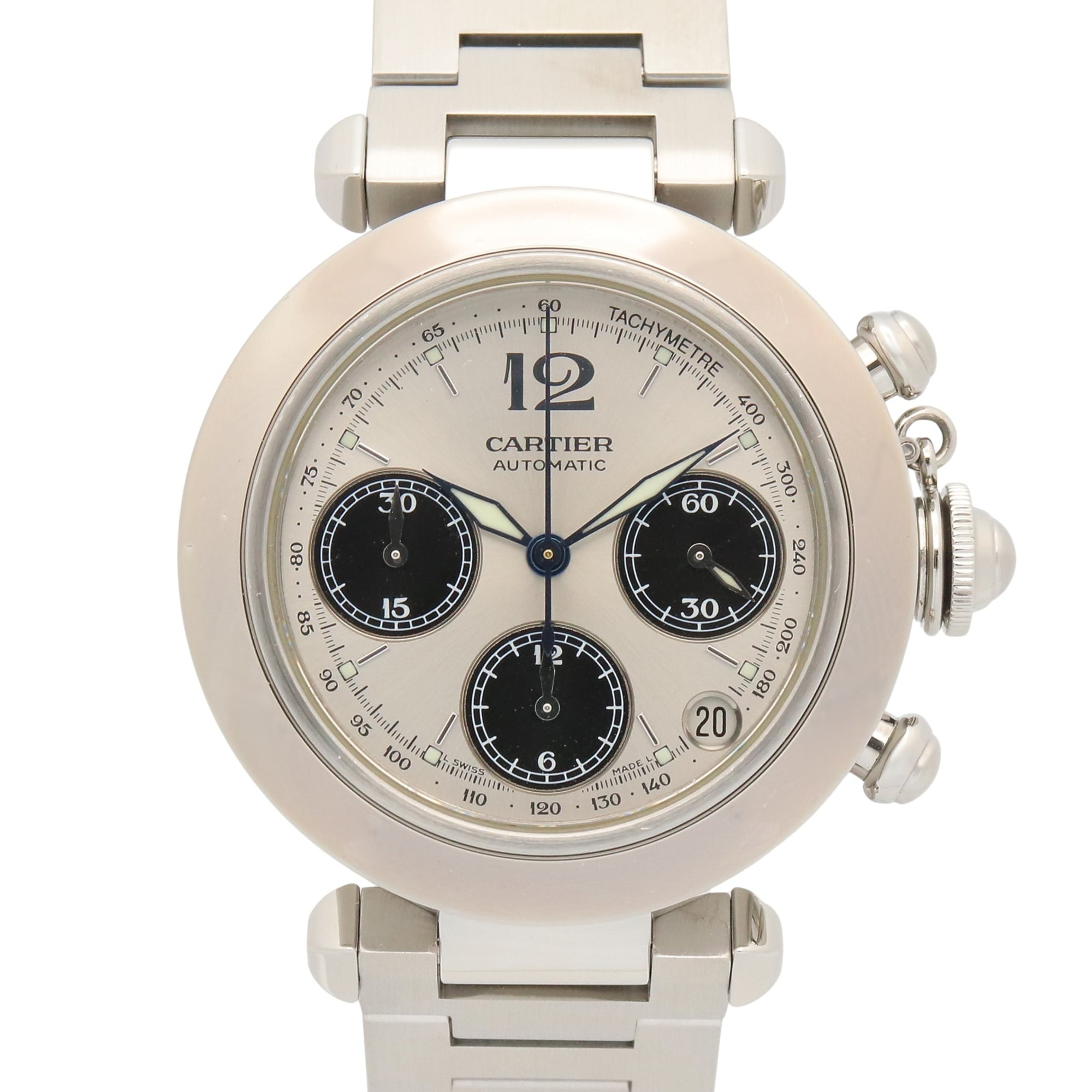 Cartier Pasha C Chronograph Watch, Stainless Steel, Boys' Size, Silver Tone, W31048M7