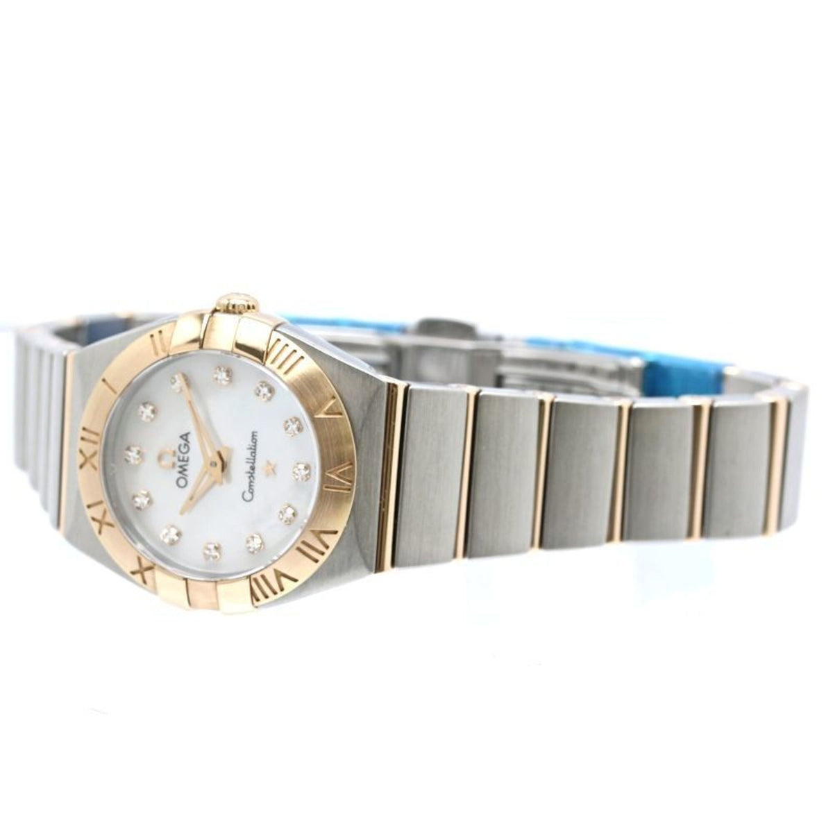 Omega Constellation Brushed 12P Diamond 123.20.24.60.55.001 Weiß Gehäuse Zifferblatt 24 mm Uhr