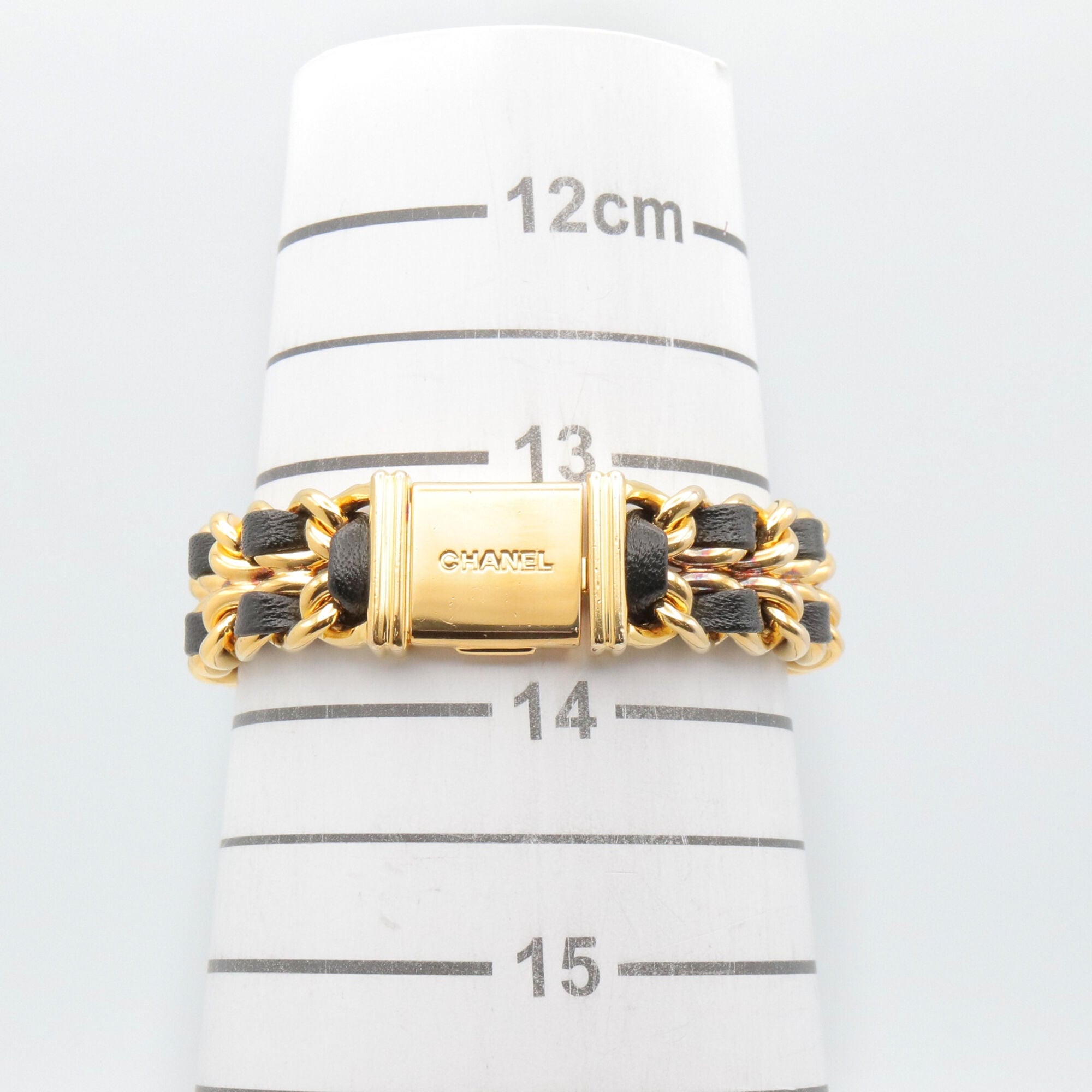 Chanel CHANEL PremiÃ¨re S Gold Plated (GP) Leather Strap Wo Black H0001