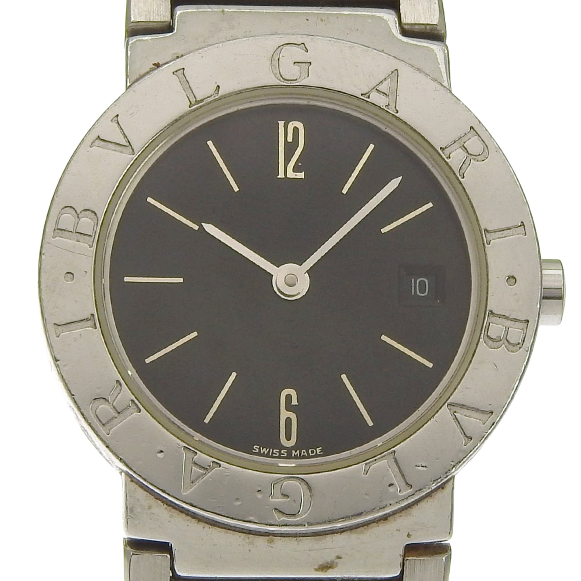 BVLGARI Wristwatch BB26SSD Stainless Steel Quartz Analog Display Black Dial Women's