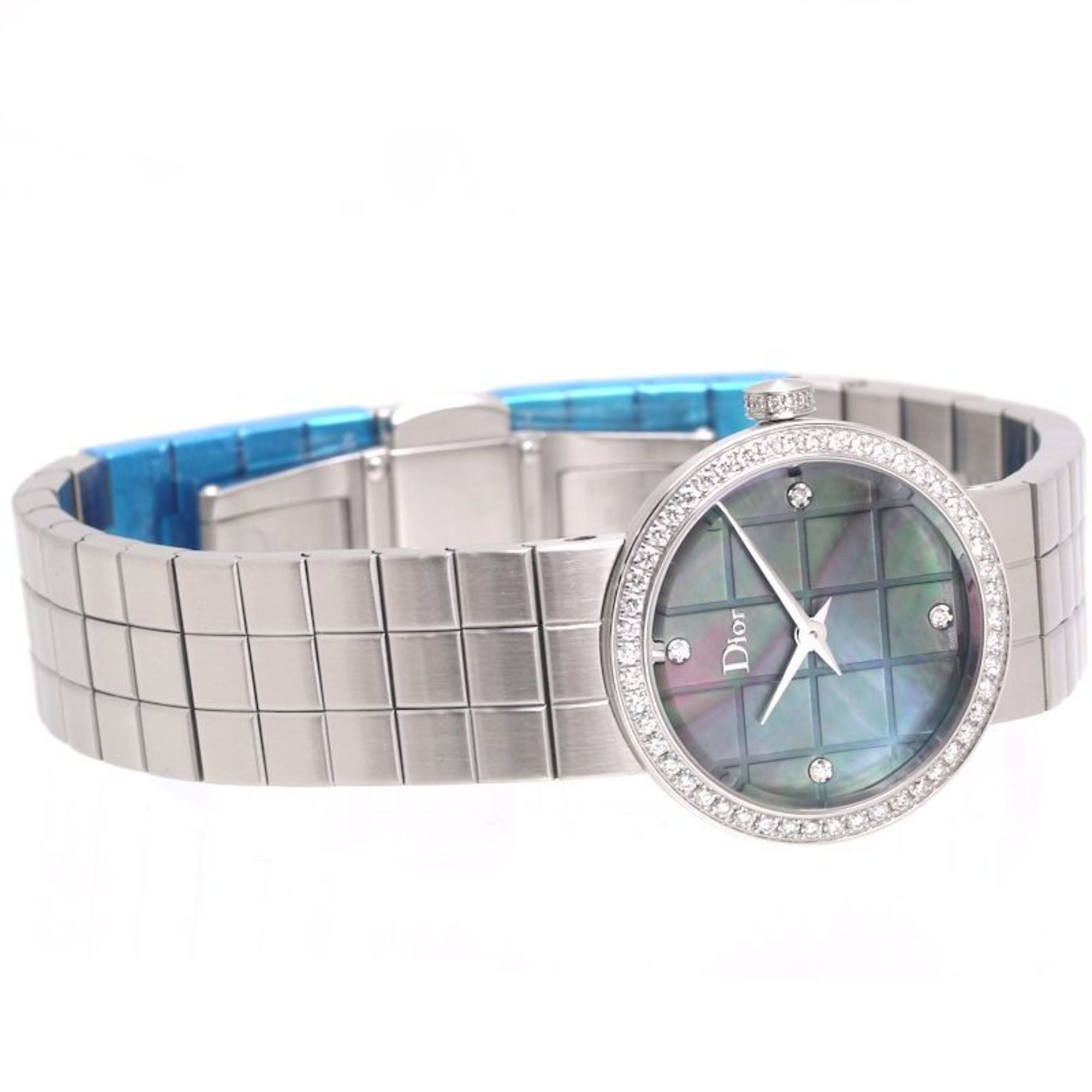 Christian Dior La D de CD047110M002 horloge met 4 diamanten en een diamanten lunette, roestvrij staal, dames, 39934