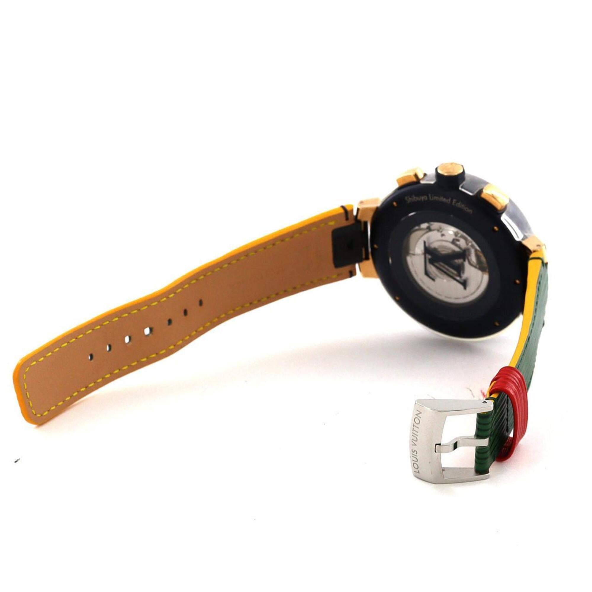 Louis Vuitton Tambour Chrono Damier Cobalt V Rainbow PVDxPG LIMITED QA129 SSxPG Automatic
