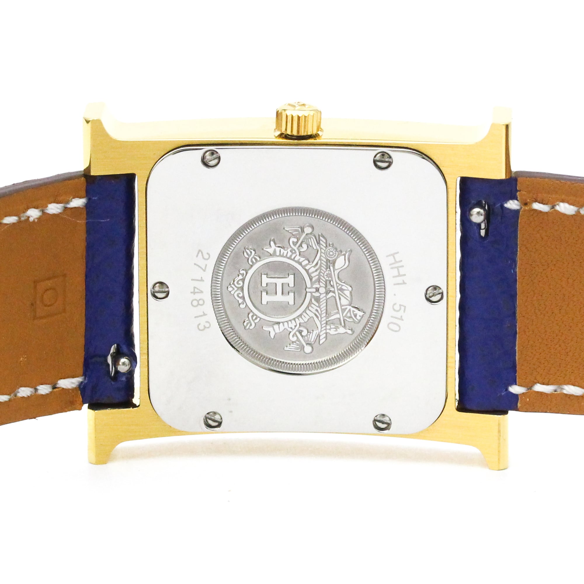 Montre pour homme HERMES H, plaquée or, bracelet en cuirQuartz référence HH1.510
