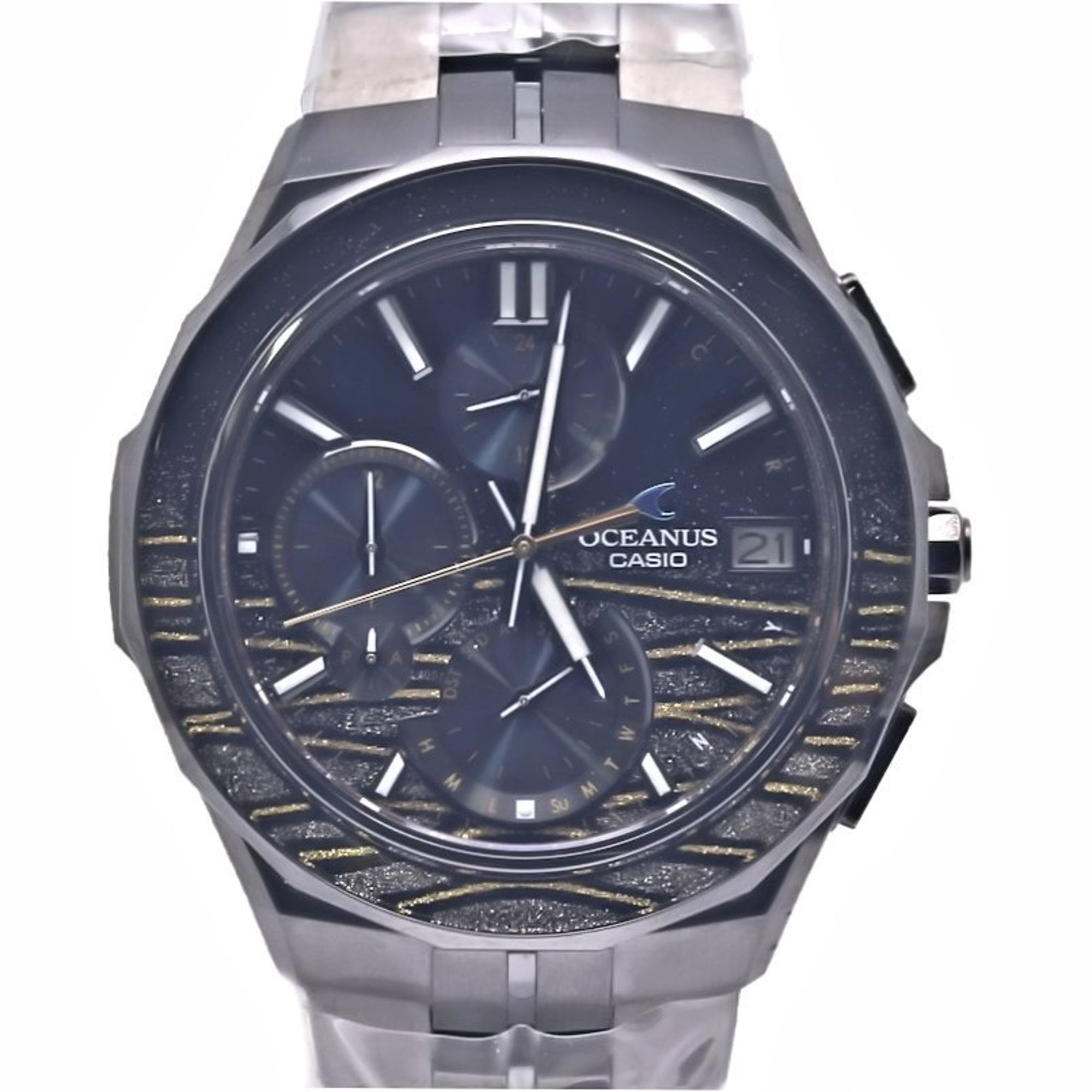 CASIO Oceanus Manta OCW-S5000MES-1AJR Men's Titanium Watch with Maki-Bokashi Gold Ripple Design (Limited Edition of 300) 40277