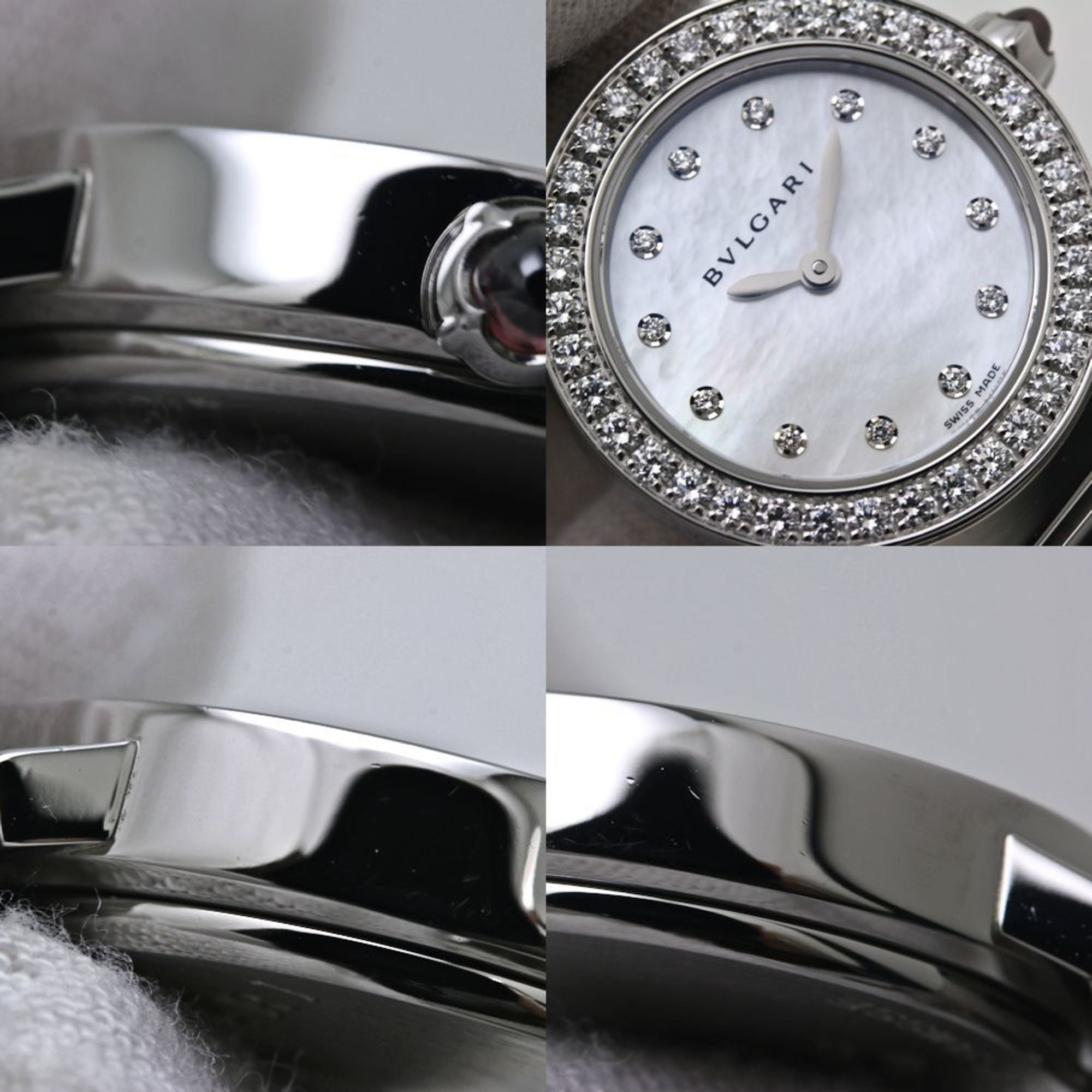 BVLGARI Damenuhr aus Edelstahl mit Lünette mit 12 Diamanten (BBL26WSDS BBL26S 102374) 40086