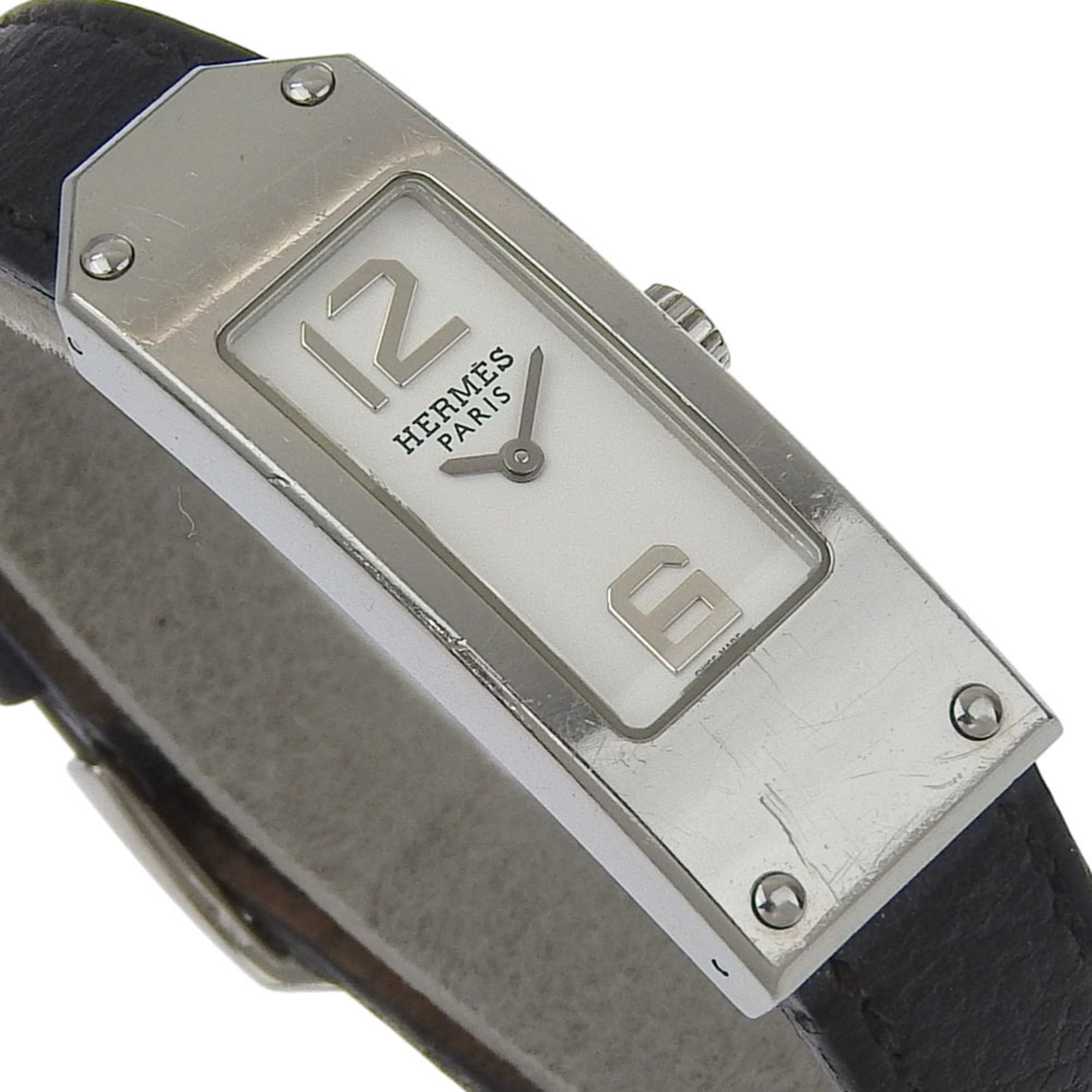 Montre Hermès Kelly II KT1.210, acier inoxydable, Quartz, affichage analogique, cadran Blanc, montre pour femme.