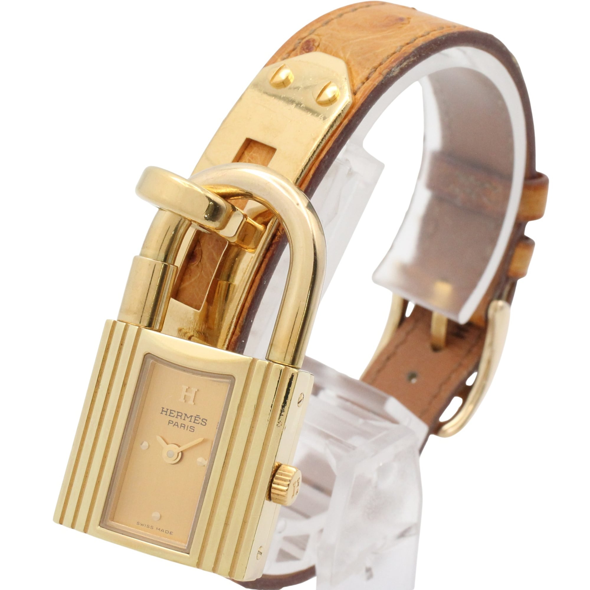 Hermes Kelly Gold Plated Leather Strap Ladies' Champagne Color KE1.201