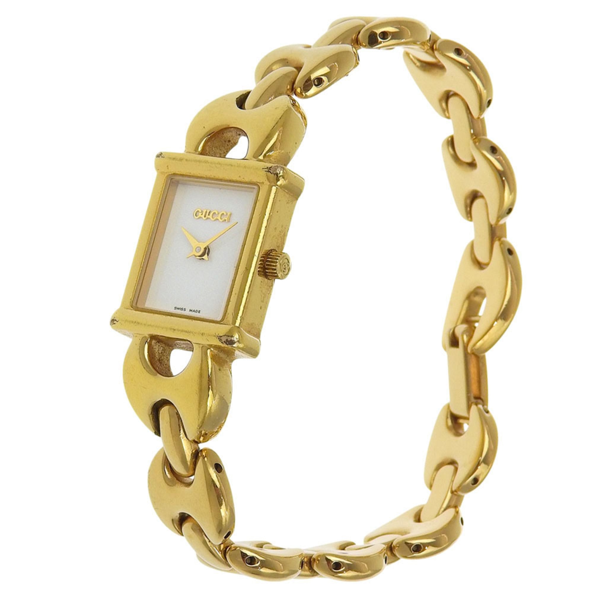 Gucci 1800L Women's Gold-Plated Quartz Analog Watch with White Dial