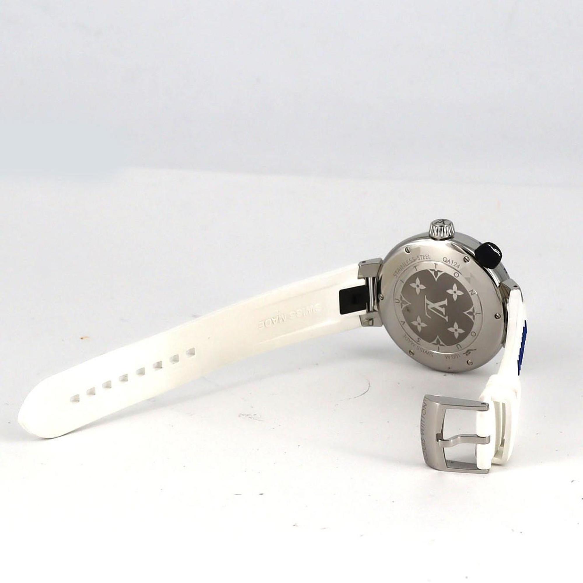Louis Vuitton Tambour Street Diver Pacific White QA124 roestvrijstalen quartzhorloge