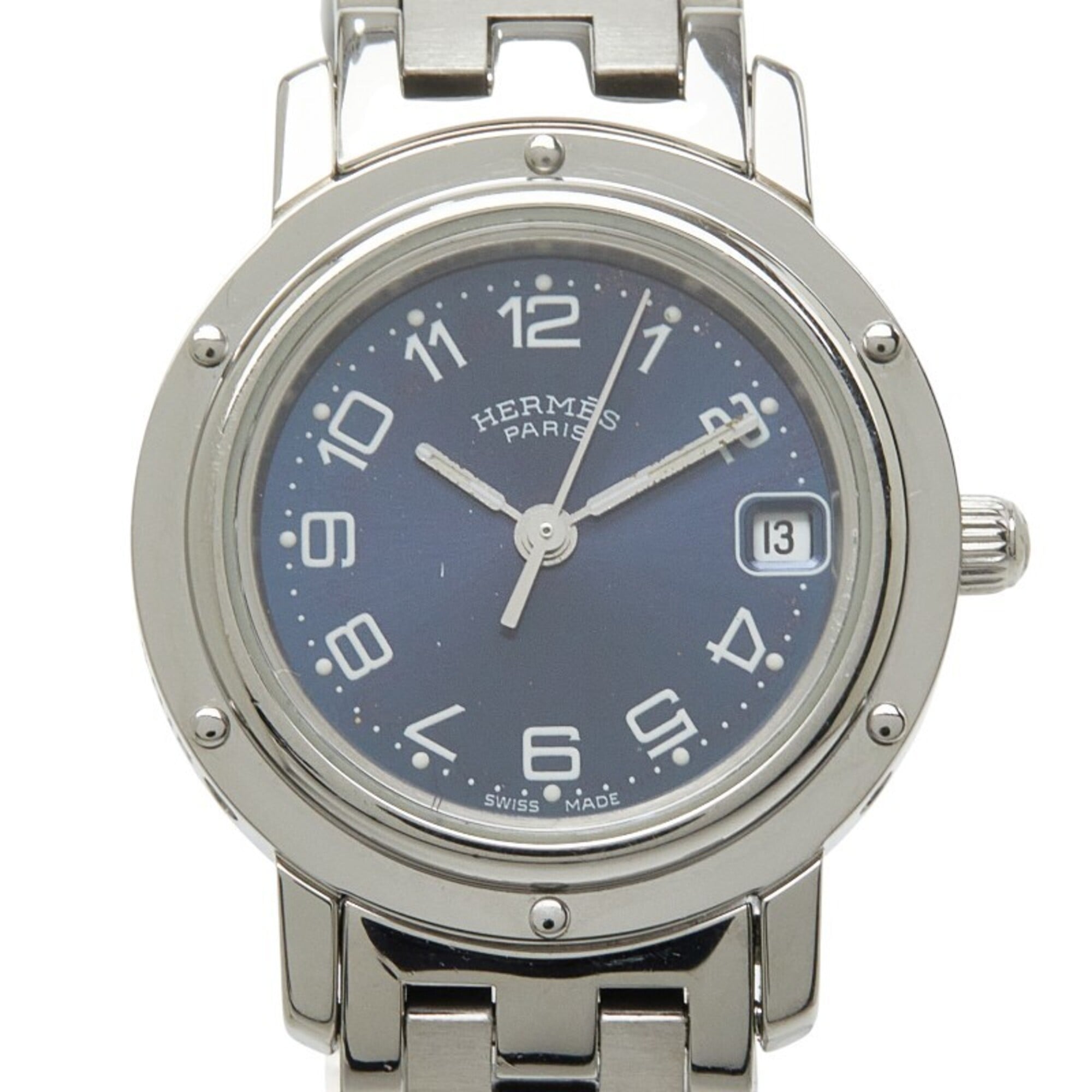 Hermes Clipper CL4.210 quartz navy dial stainless steel wo HERMES