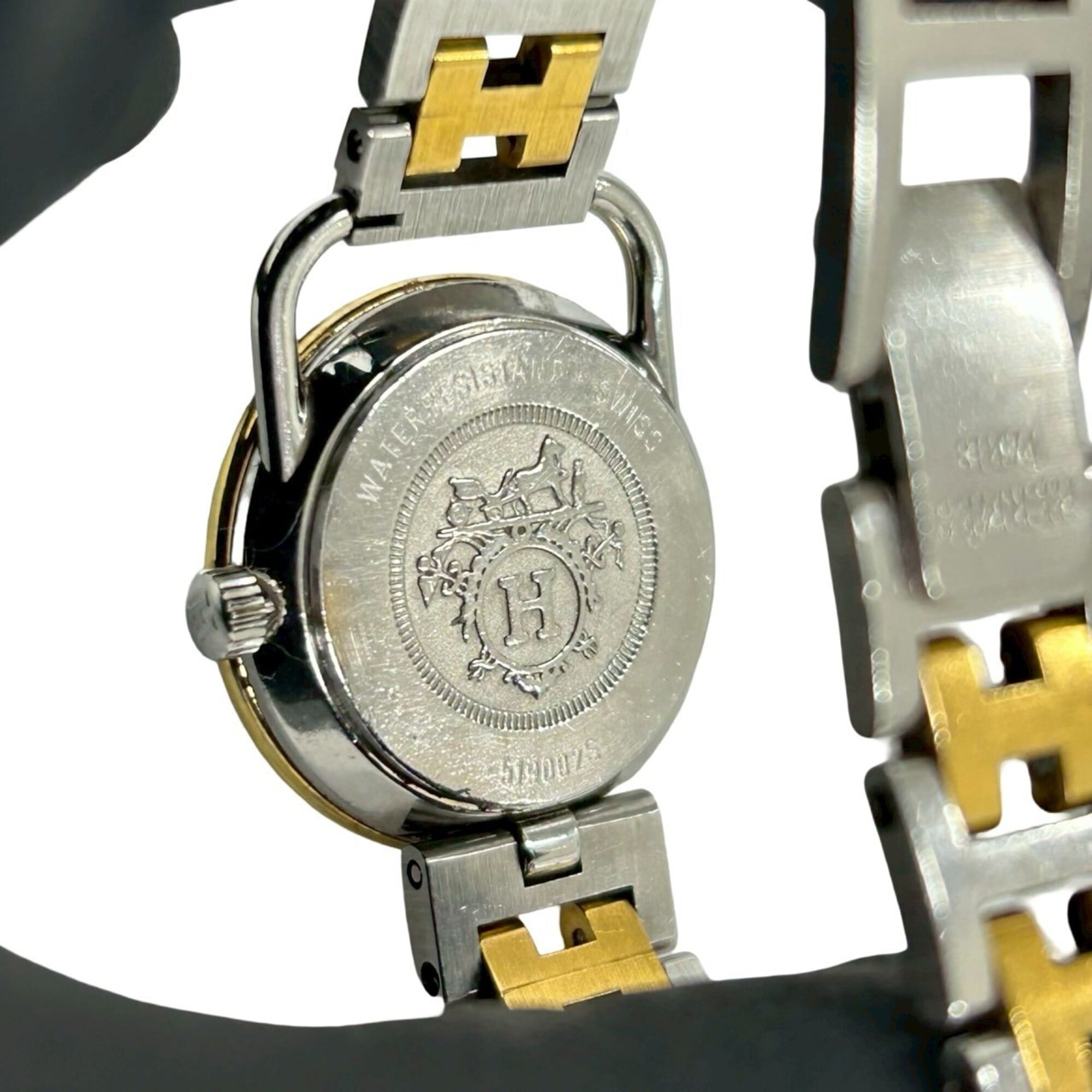 HERMES Vintage Profile GP Stainless Steel Quartz Gold 32947