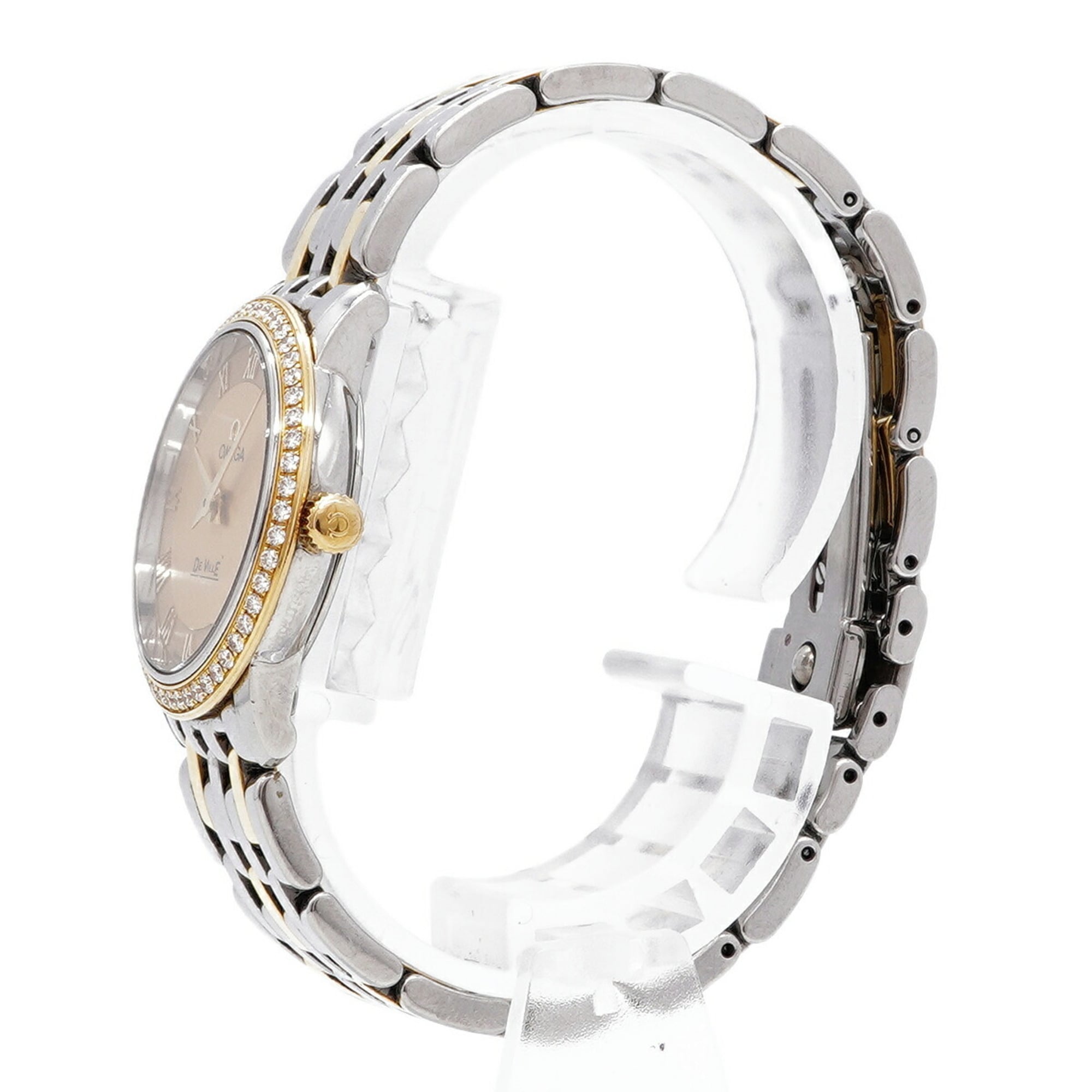 Montre Omega De Ville Prestige à lunette sertie de diamants 413.25.27.60.08.001, cadran doré, 27 mm