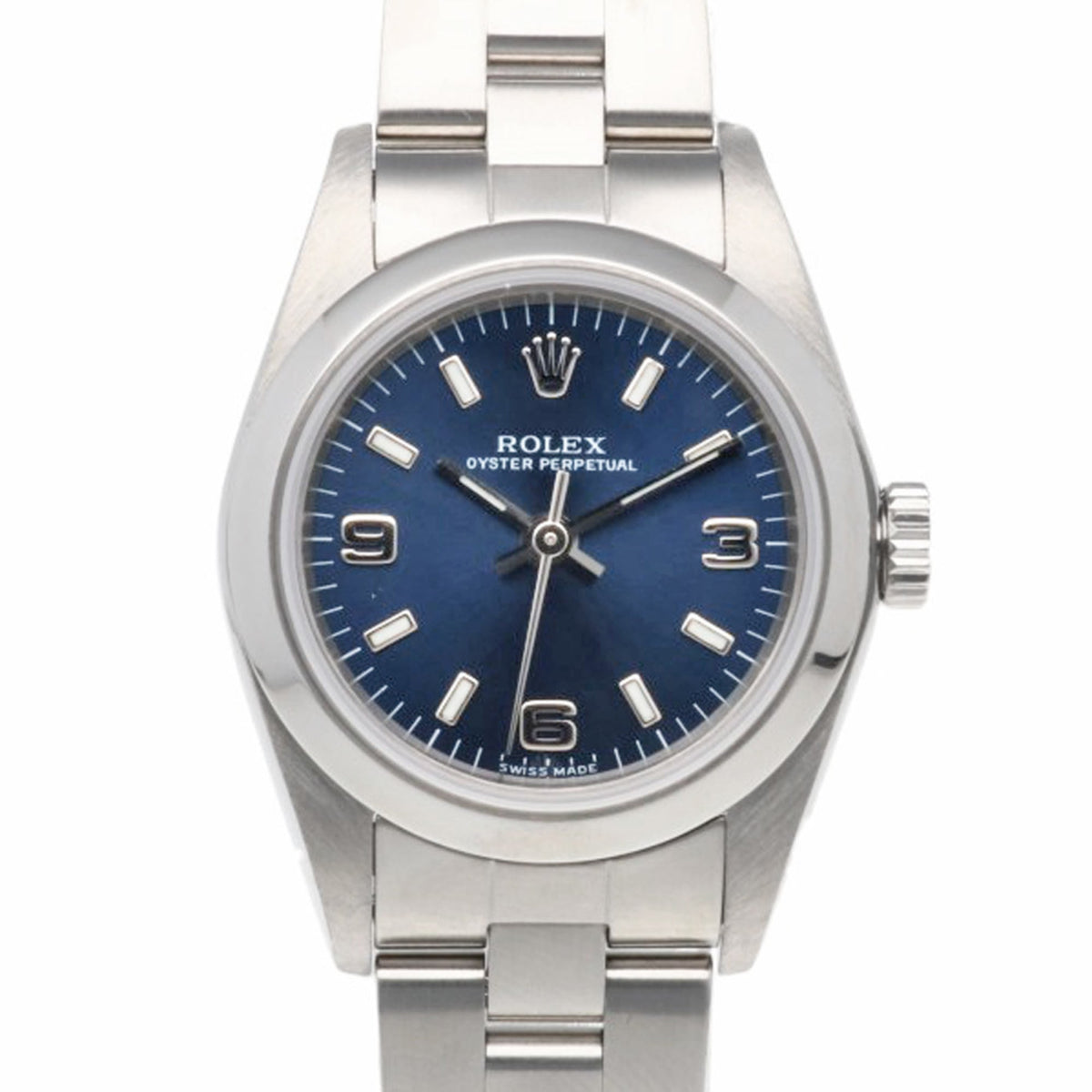 Montre Rolex Oyster Perpetual 76080 Bleu avec cadran de 25 mm