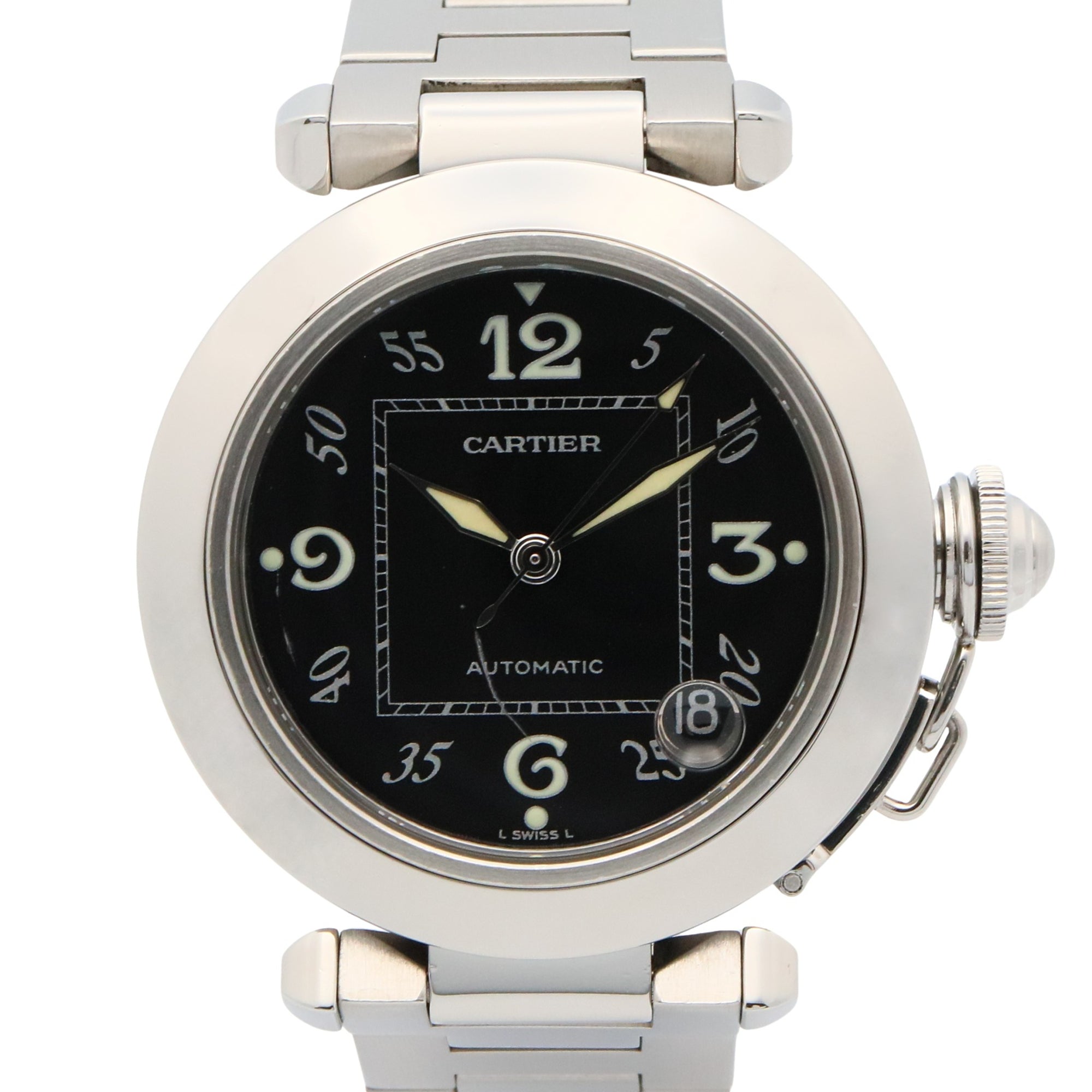 Cartier Pasha C Watch, Stainless Steel, Boys', Black, W31043M7
