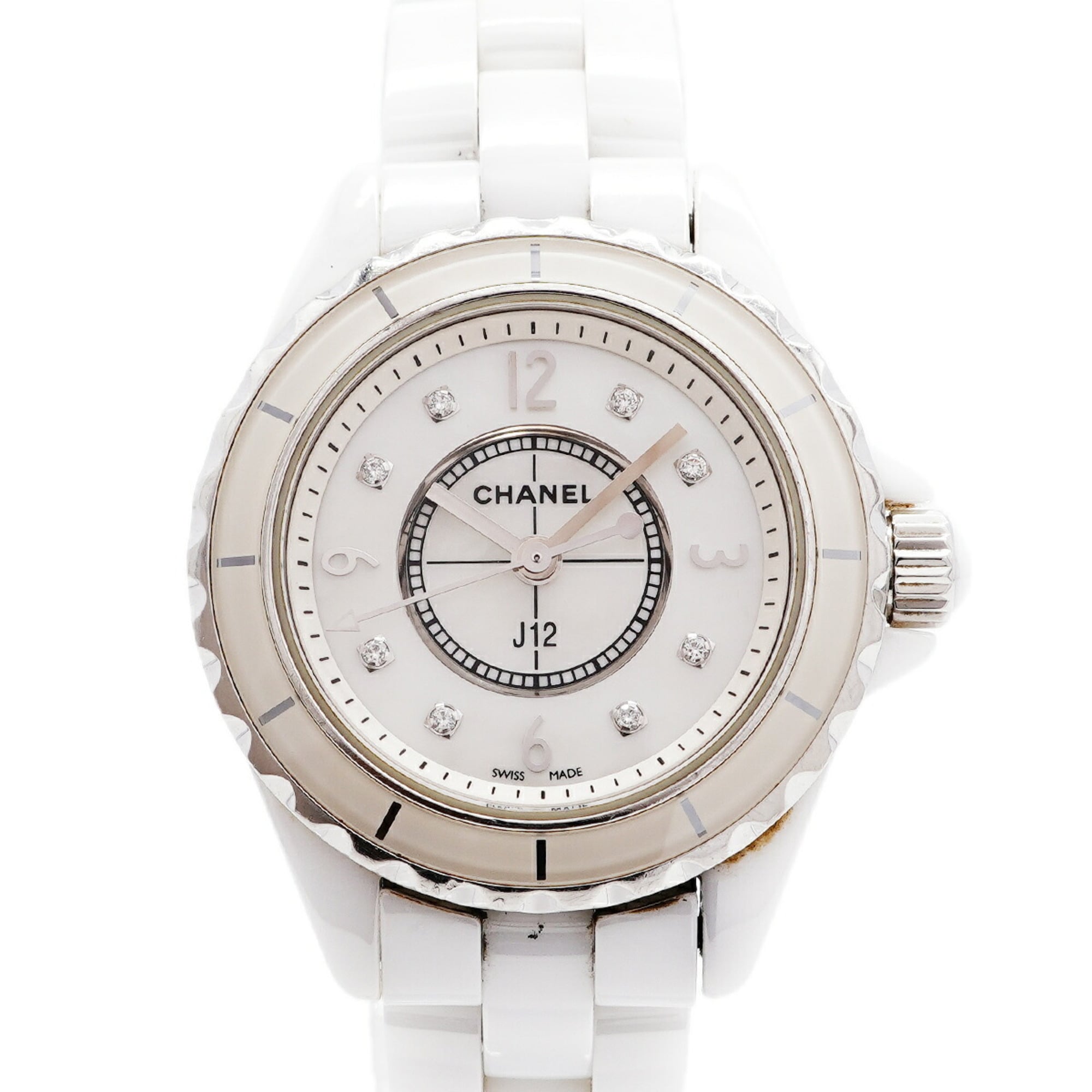 Chanel J12 8P Diamond H2570 White Dial 28mm Watch