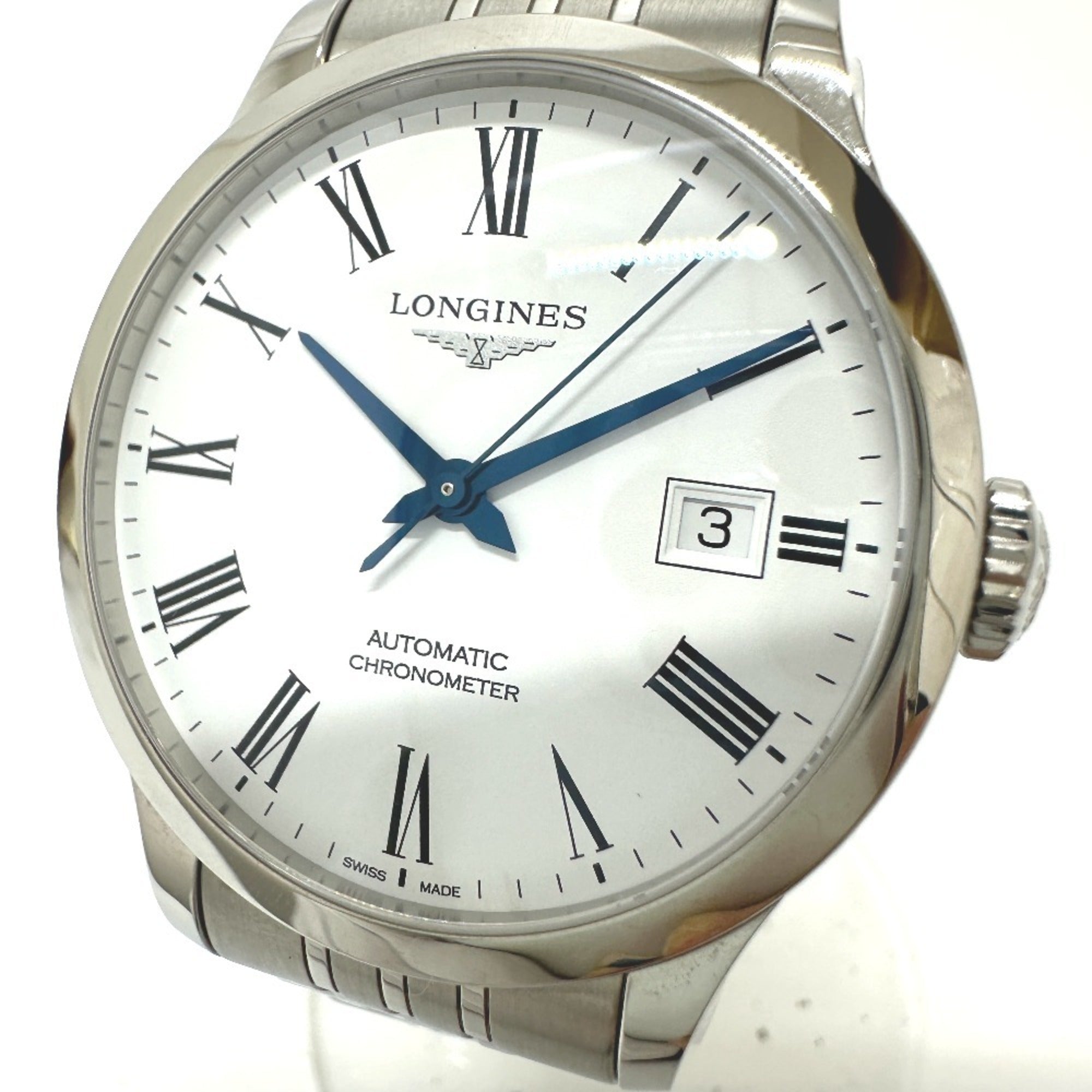 Longines Record L2.820.4.11.6 White Dial 40mm Watch