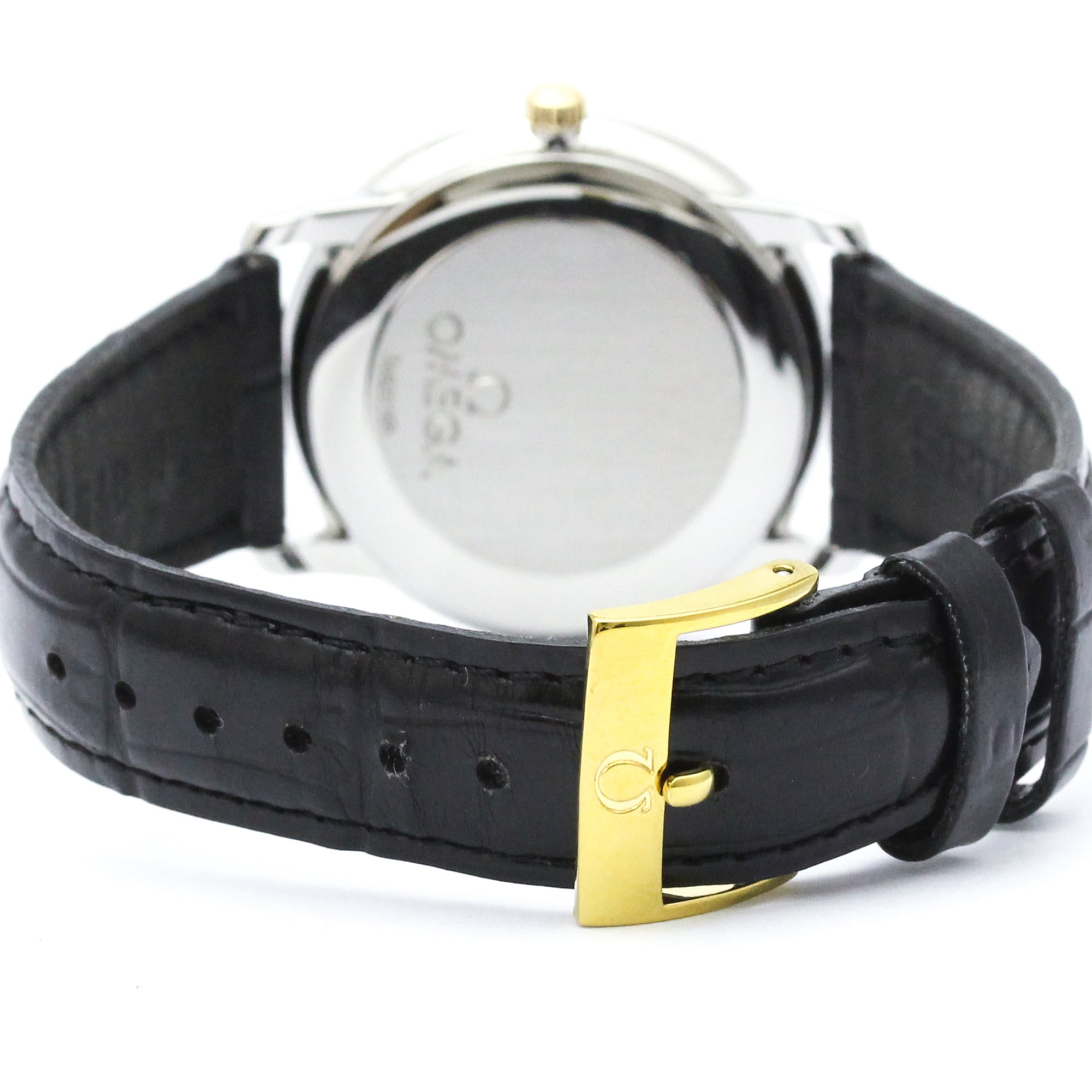 OMEGA De Ville Prestige 18K Gold Steel Hand-Winding Mens Watch 4720.11.01 Polished