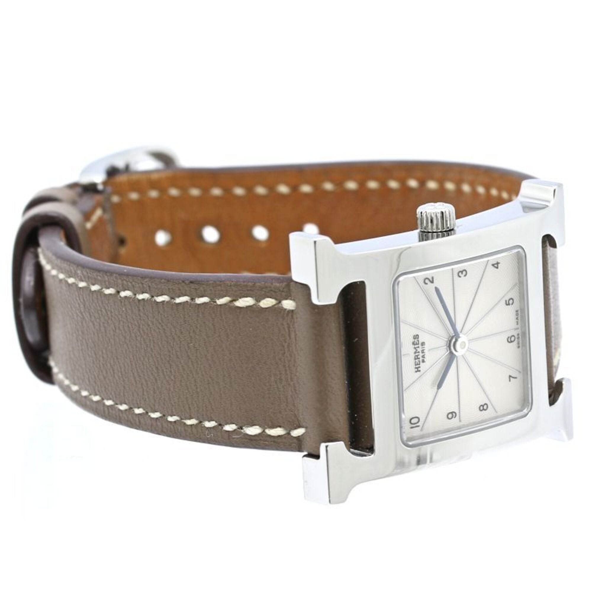 HERMES H- HH1.210.260 WW18 Wo Stainless Steel x Cowhide Leather 40556