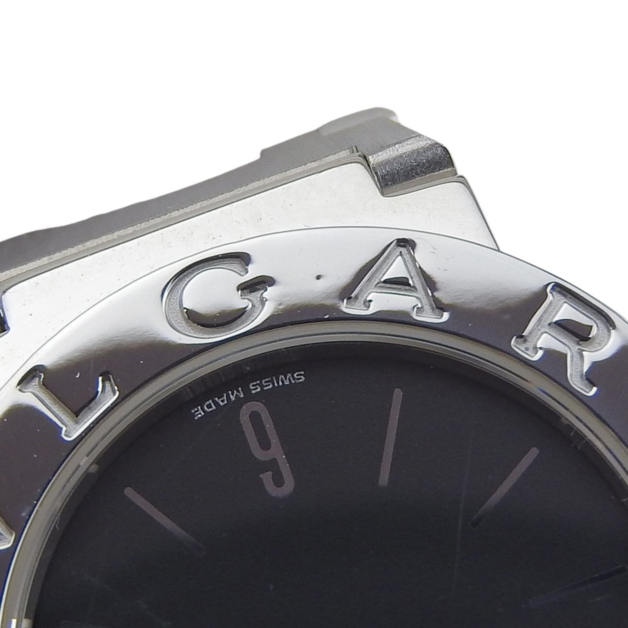 Bvlgari Watch BB26SS Stainless Steel Quartz Analog Display Black Dial