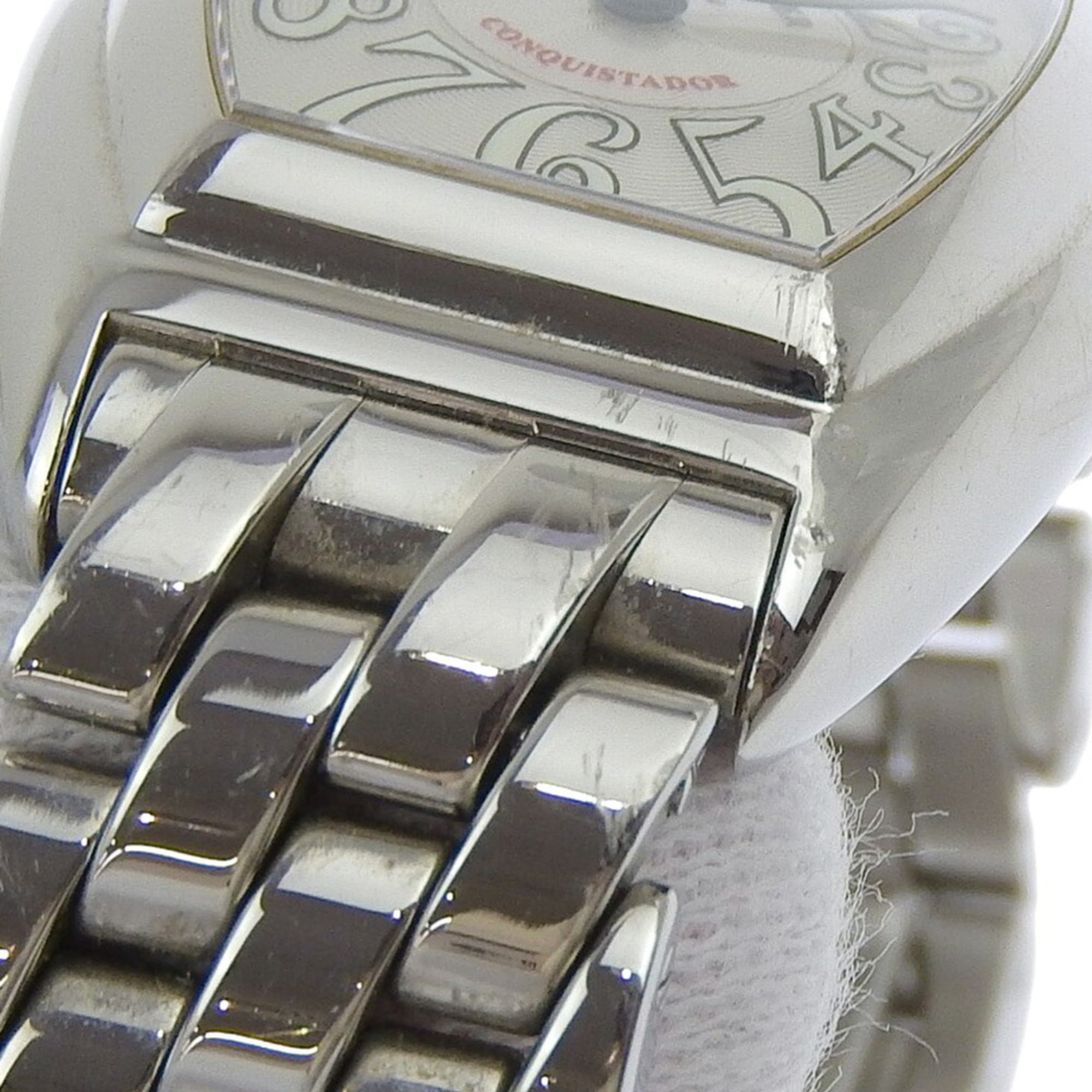 Franck Muller Conquistador Uhr 8005L aus Edelstahl, Quarz analoge AnzeigeSilber Zifferblatt, Damenuhr